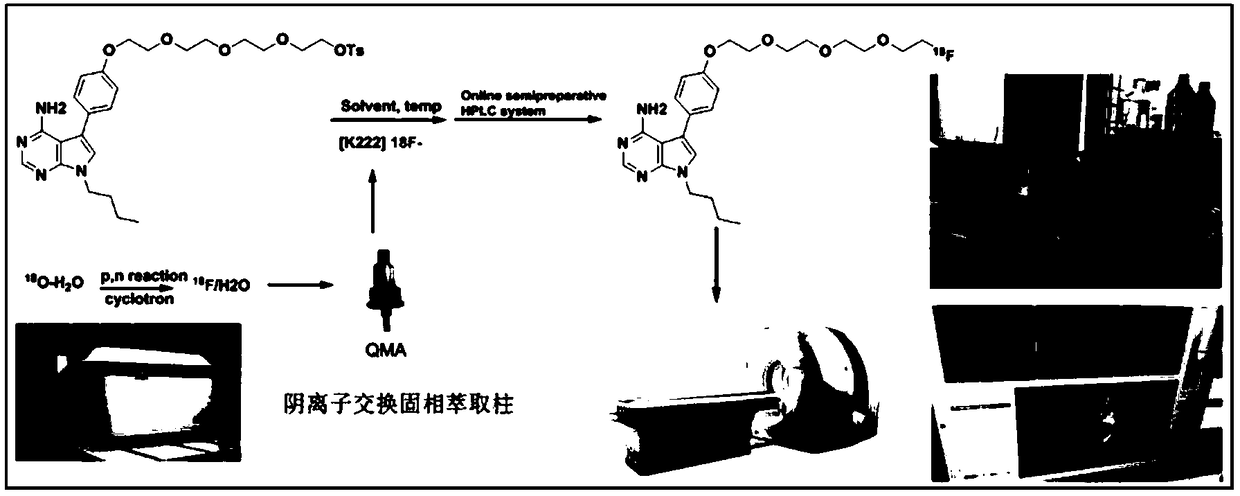 18F-PET/CT tracer with 7-deazaneplanocin base as parent nucleus, and preparation method thereof