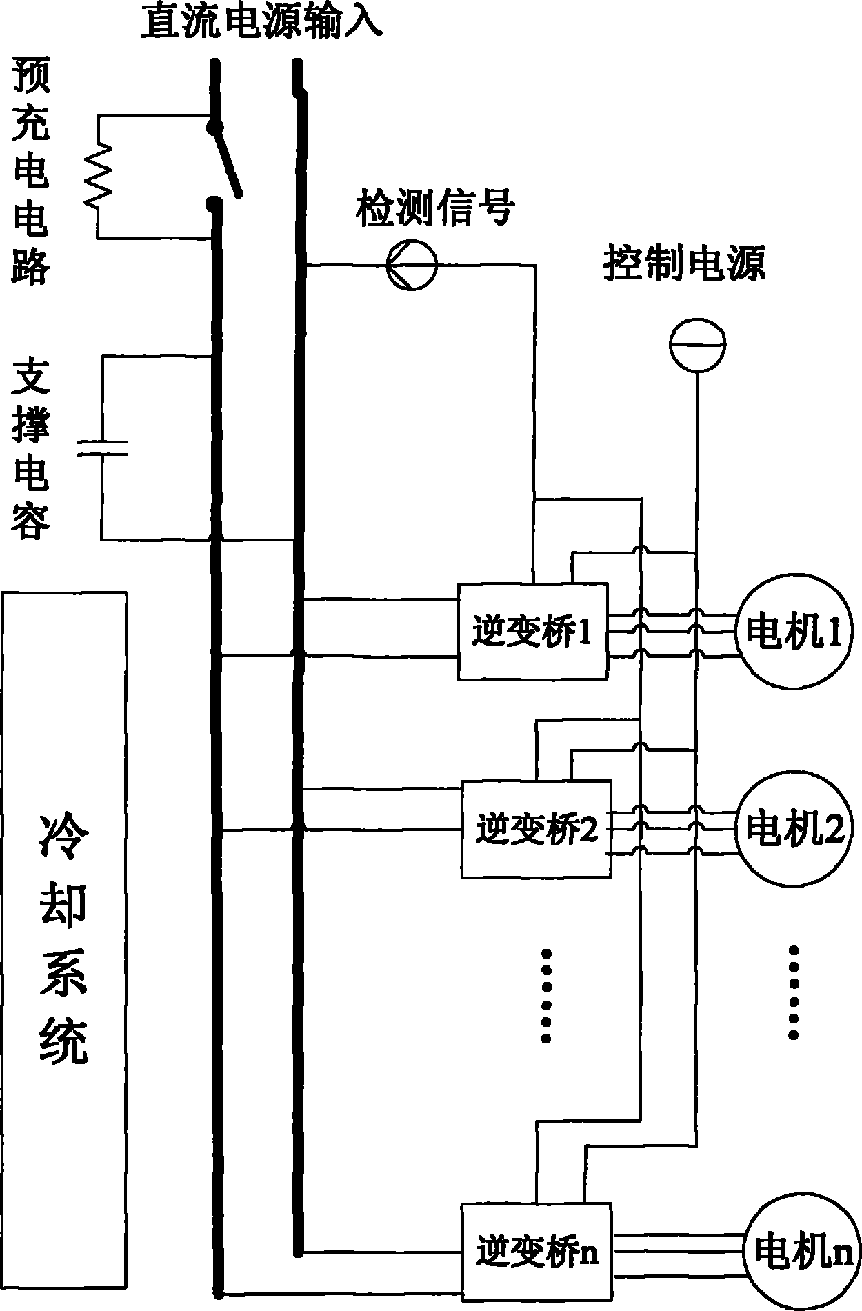 Multi-motor synchronous/asynchronous driving system of electric vehicle