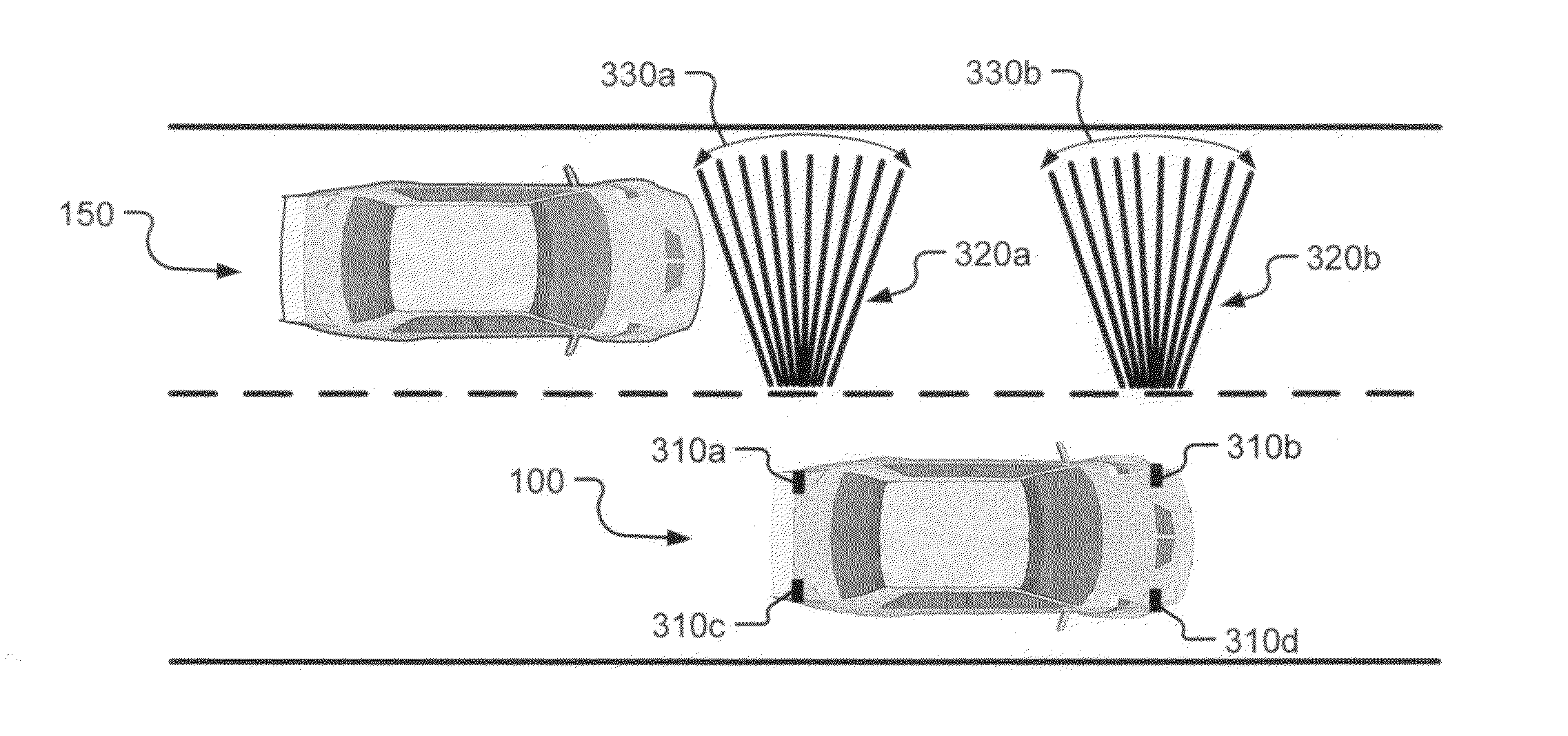 Vehicle turn signaling apparatus that projects a low divergence line onto an adjacent driving lane