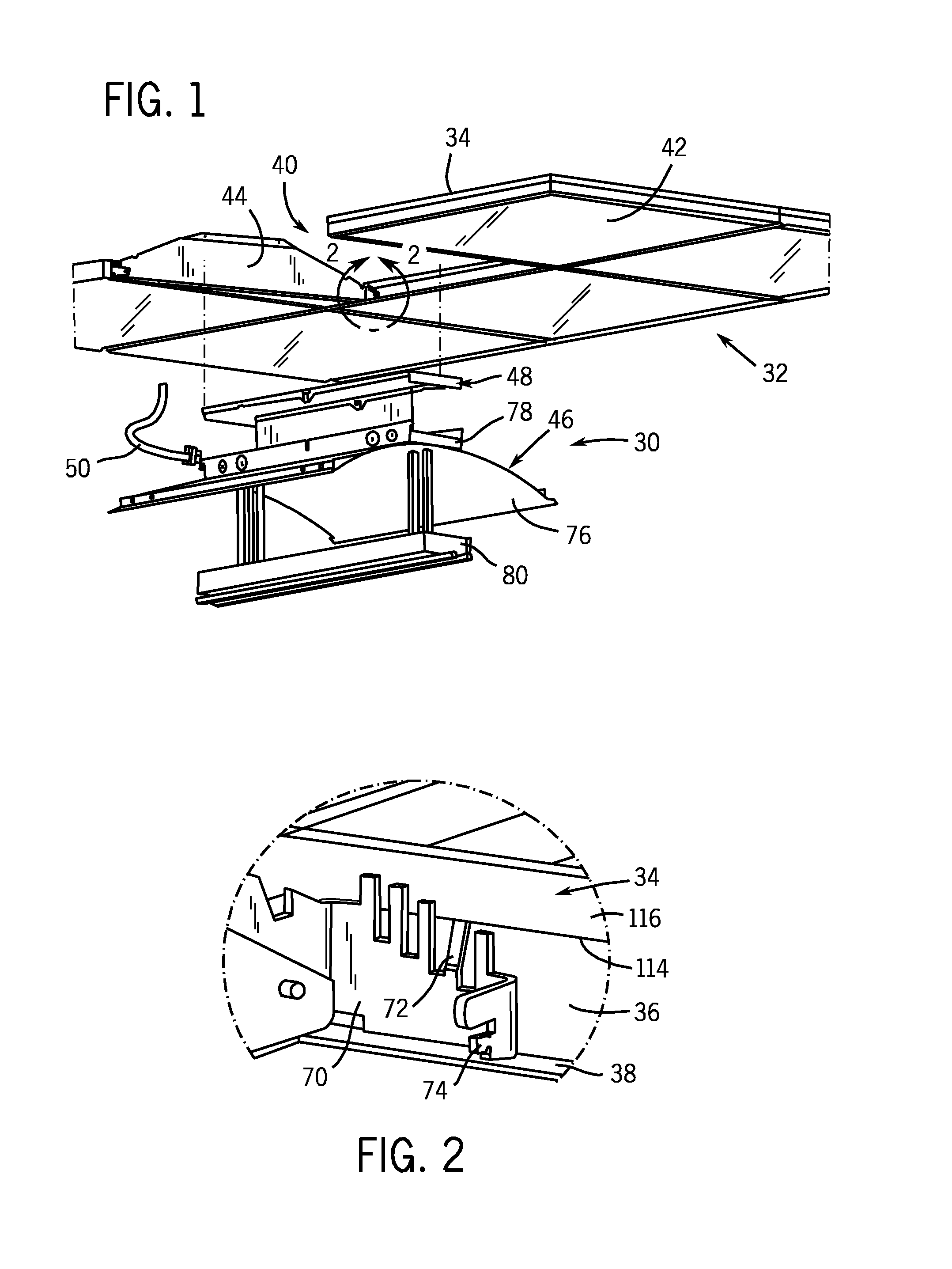 Lighting fixture housing for suspended ceilings and method of installing same