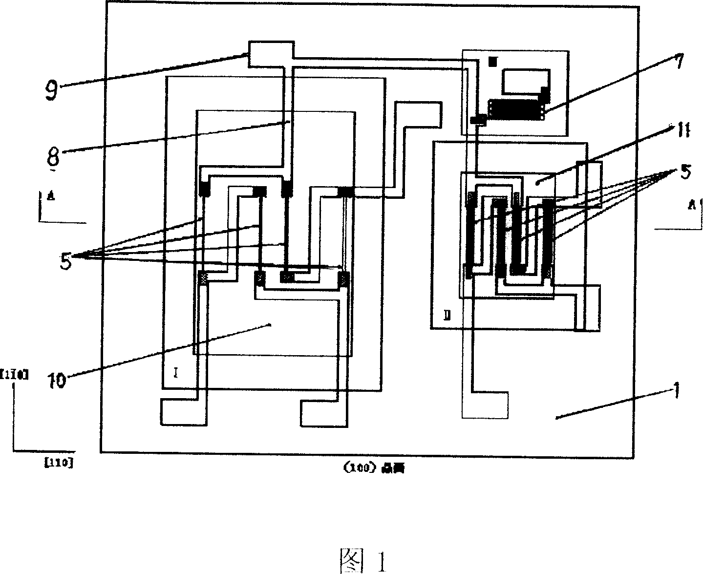 Monolithic integrated sensor chip for measing three parameters of pressure difference, absolute pressure and temperature and its making process