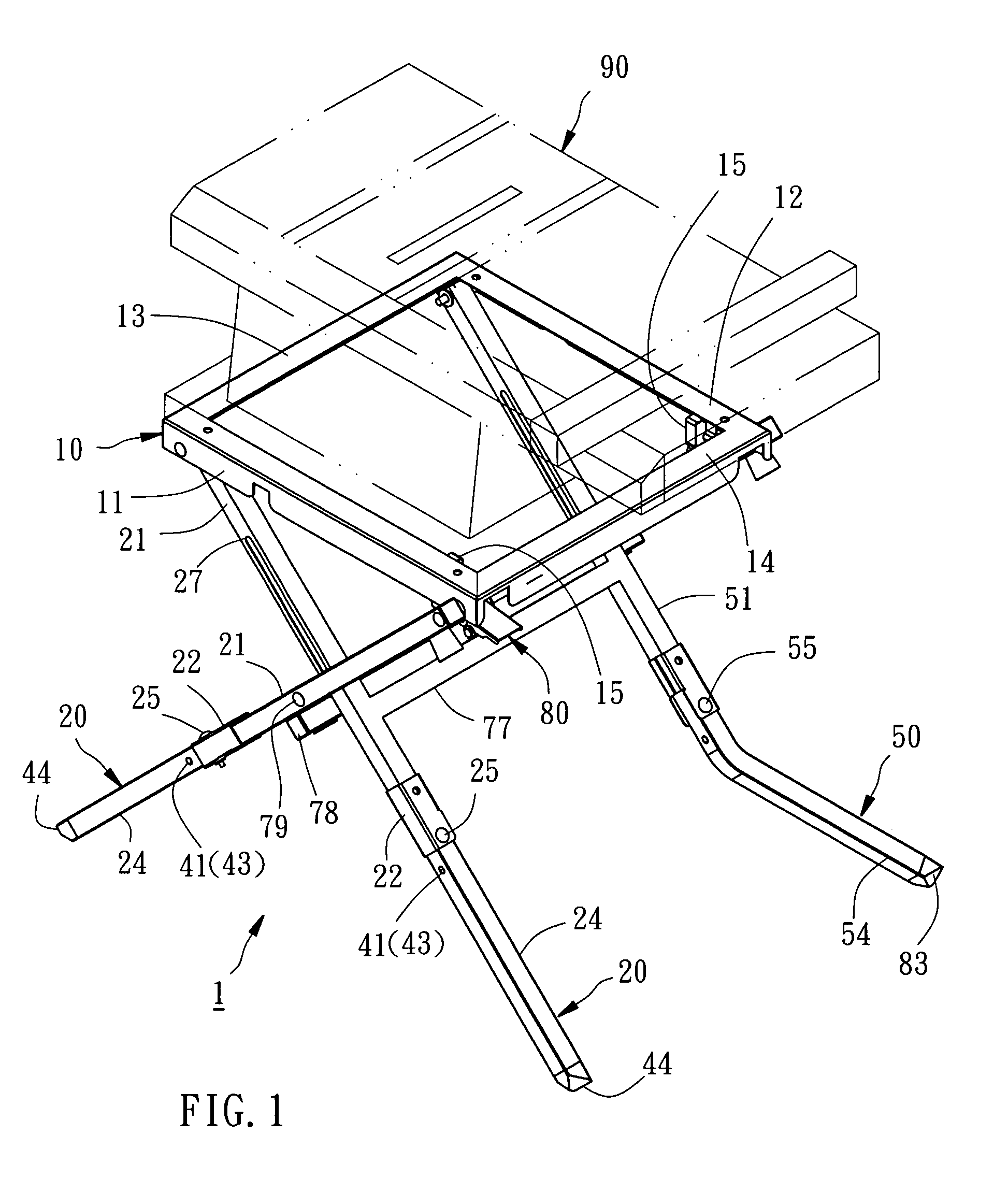 Folding collapsible stand for table saw