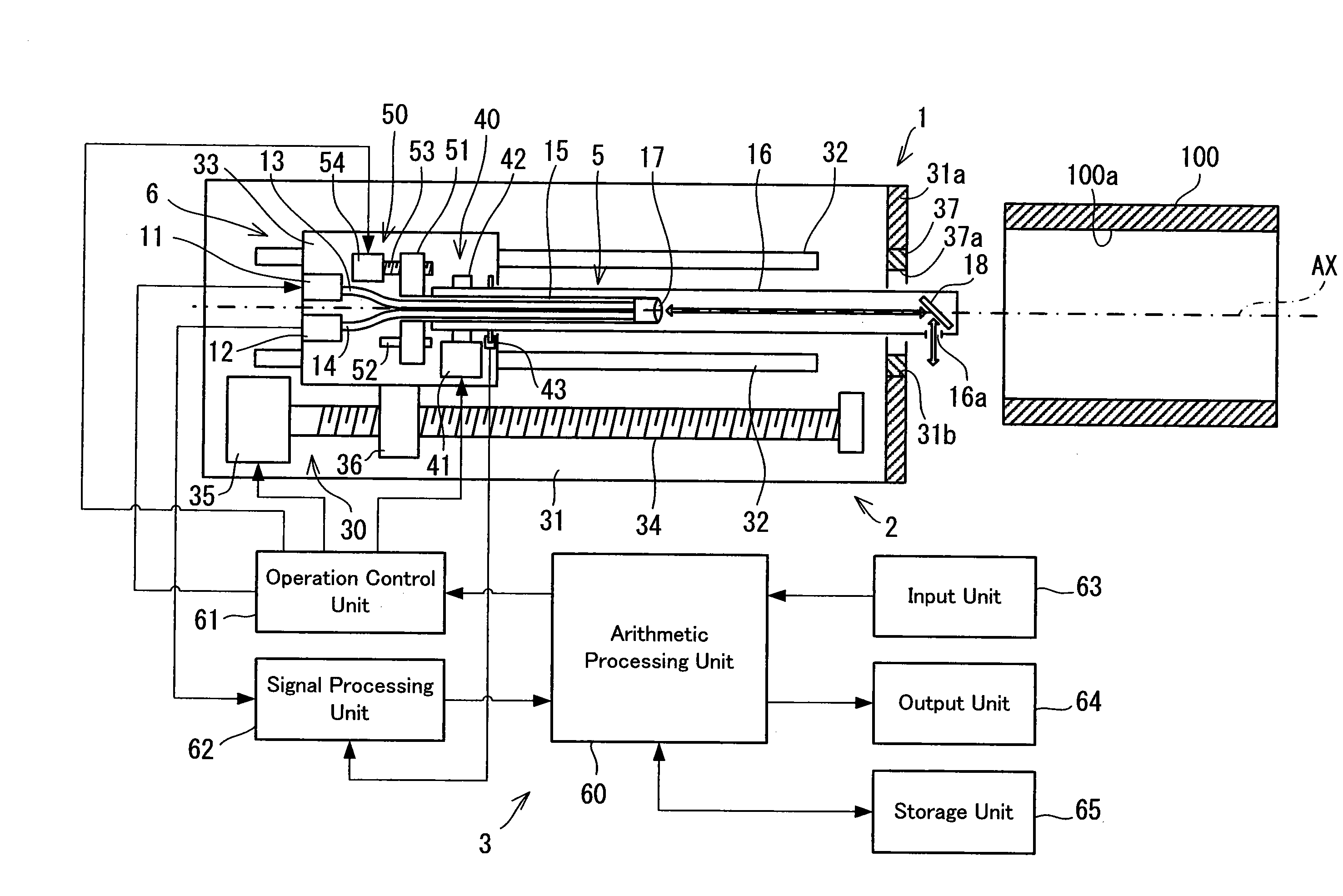 Inspection head supporting structure in surface inspecting apparatus and surface inspecting apparatus