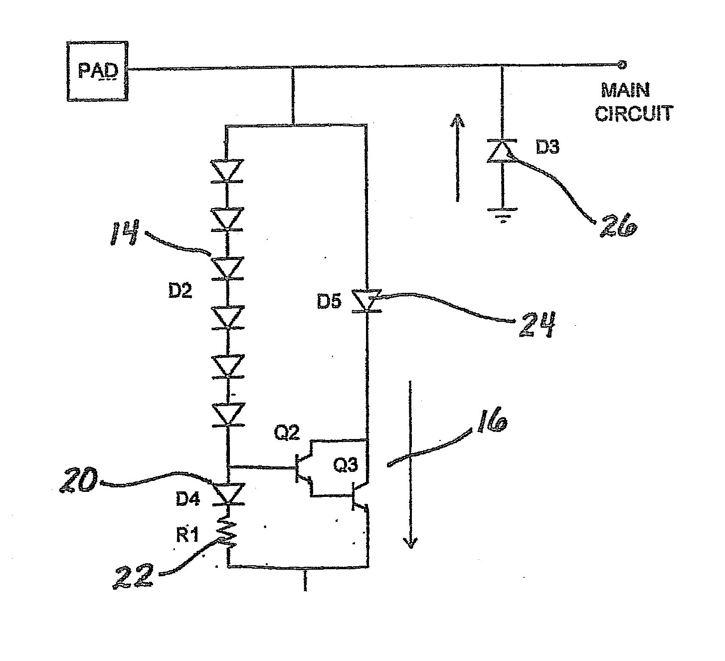 On-chip ESD protection circuit for compound semiconductor heterojunction bipolar transitor RF circuits