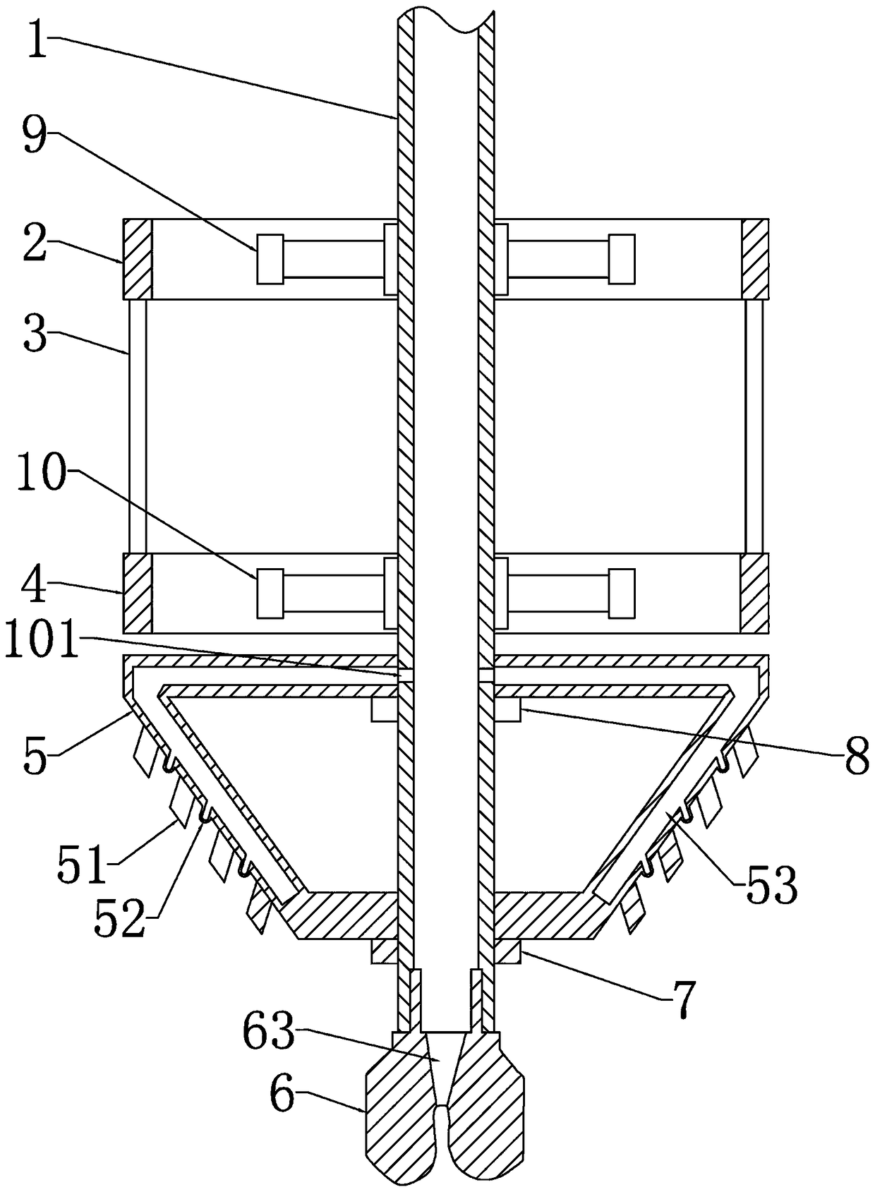 Drilling device for drilled grouting pile