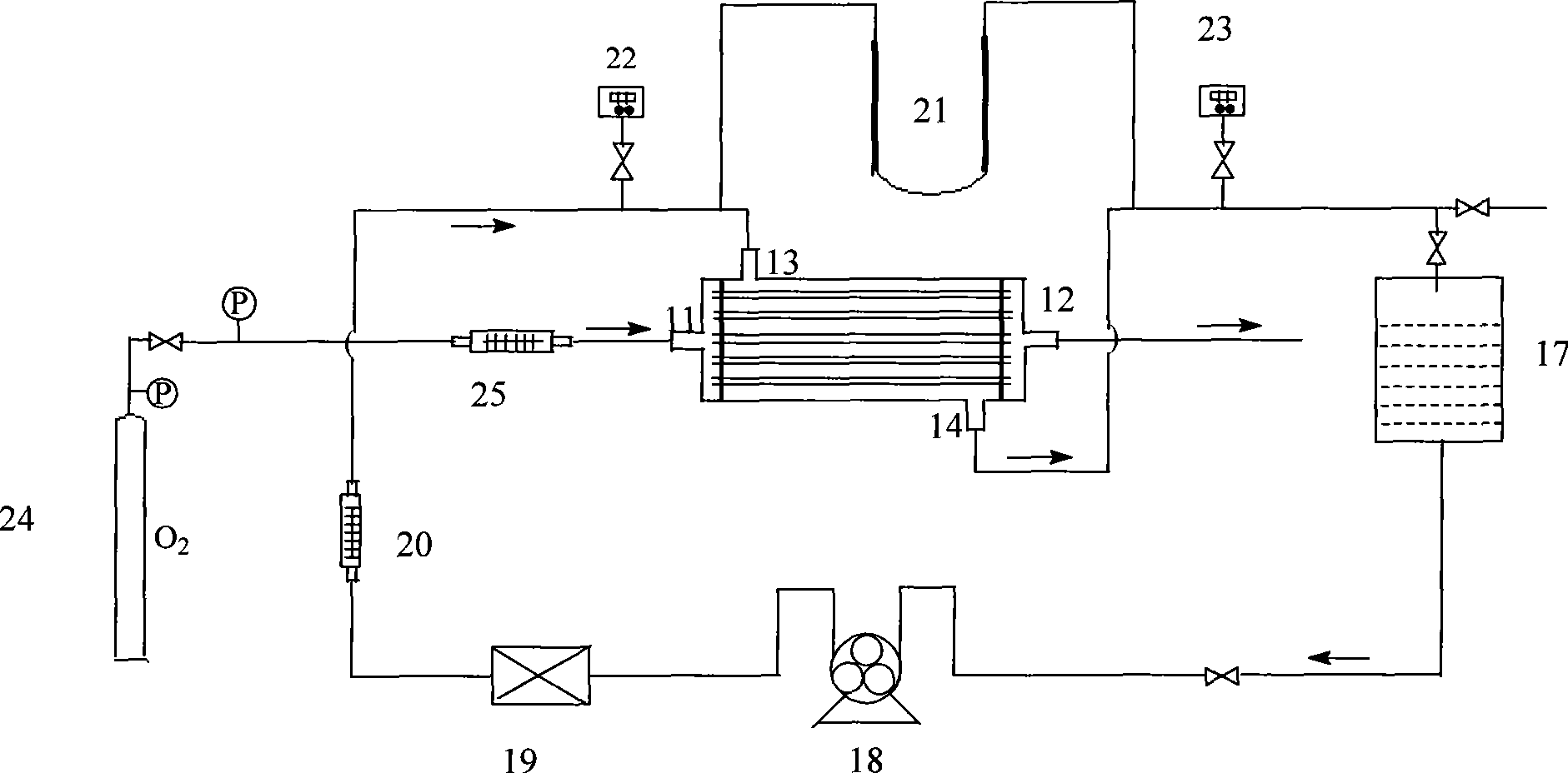 Double-channel hollow fiber film type artificial lung and manufacture method thereof