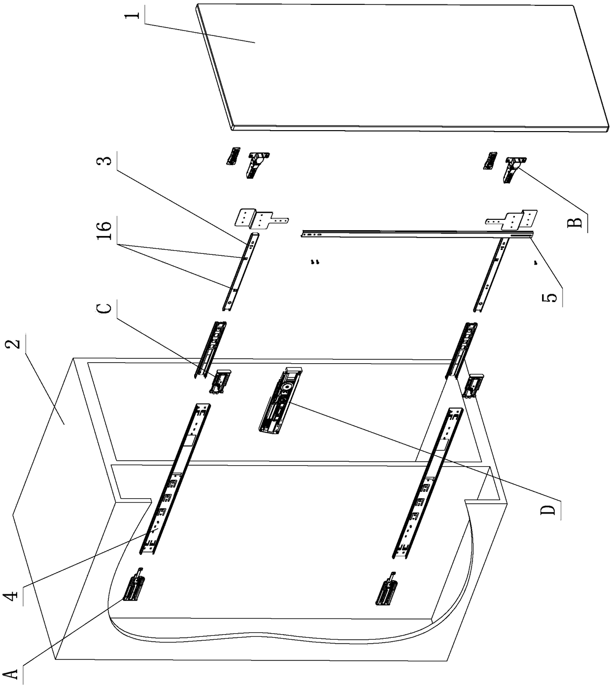 Rotation opening and closing locking structure for furniture