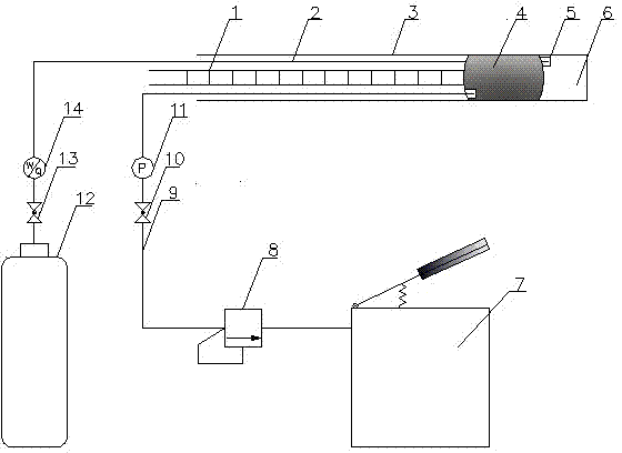 Coal bed roadside pressure relief zone width measuring method based on drill hole gas leakage