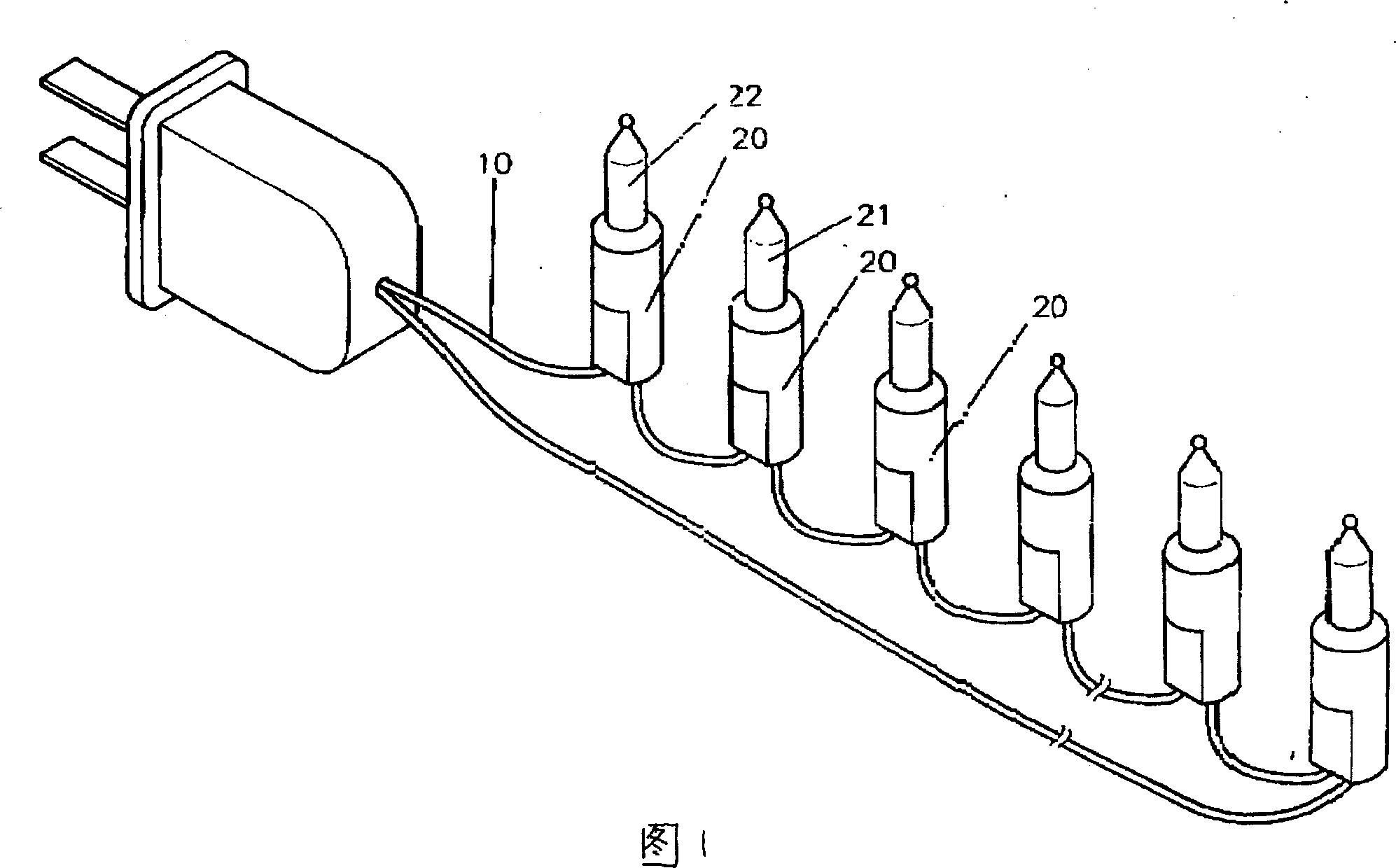 Controllable electronic bulb for multi-line lamp string