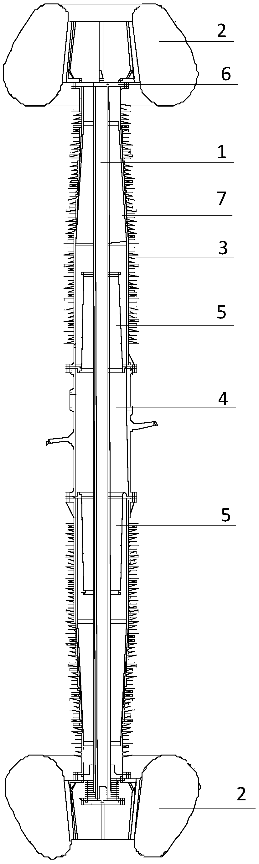 A UHV DC wall bushing assembly