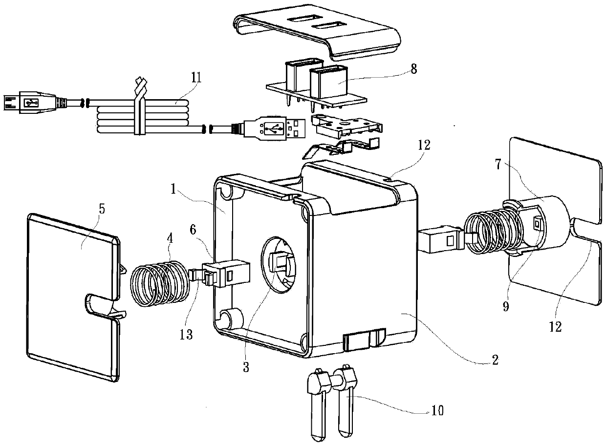 Line containing structure for mobile power or power adapter