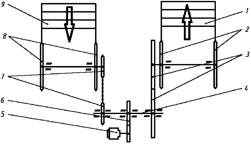 Escalator transmission mode and device by utilizing gravitational potential energy of human body