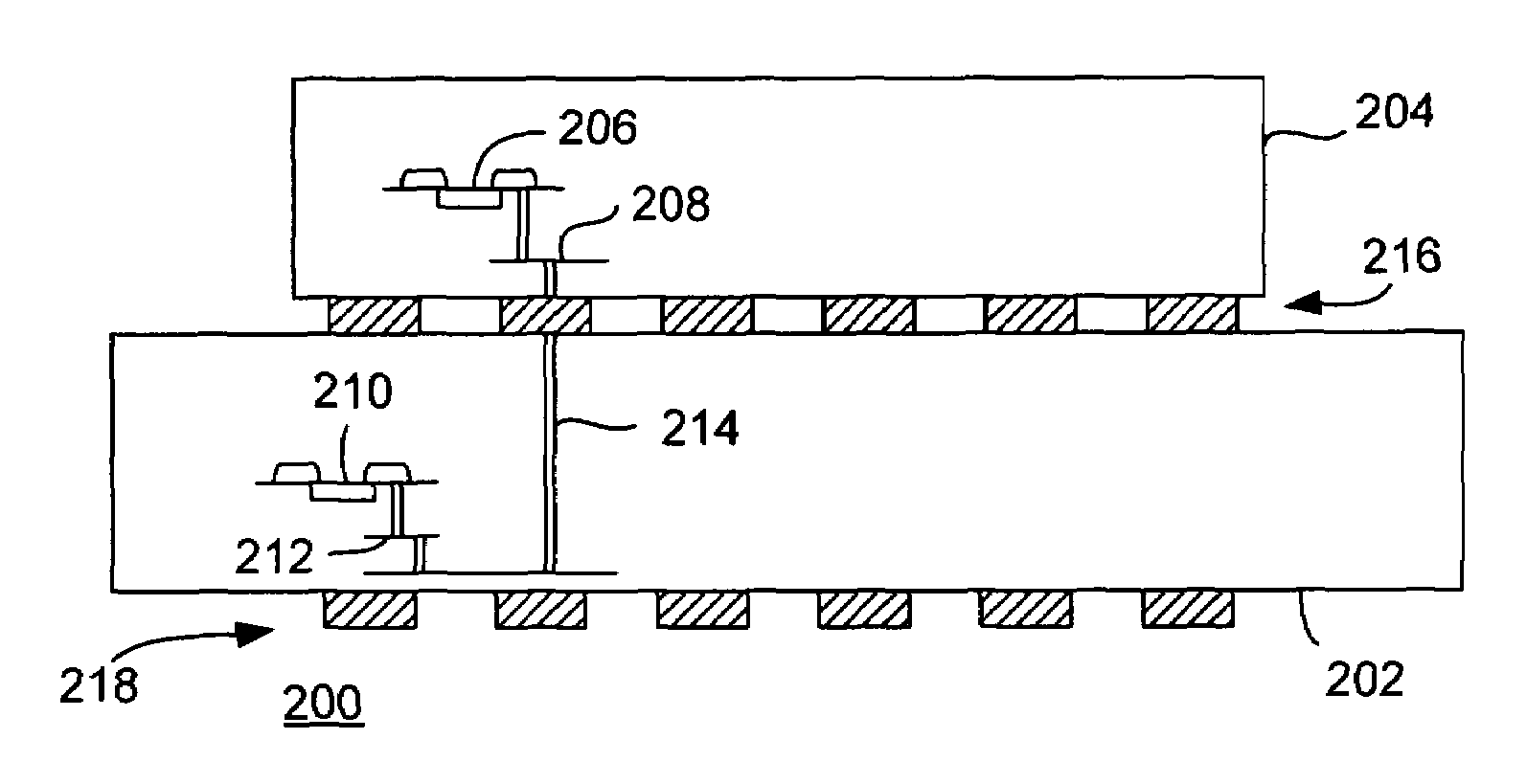 Integrated circuit with through-die via interface for die stacking