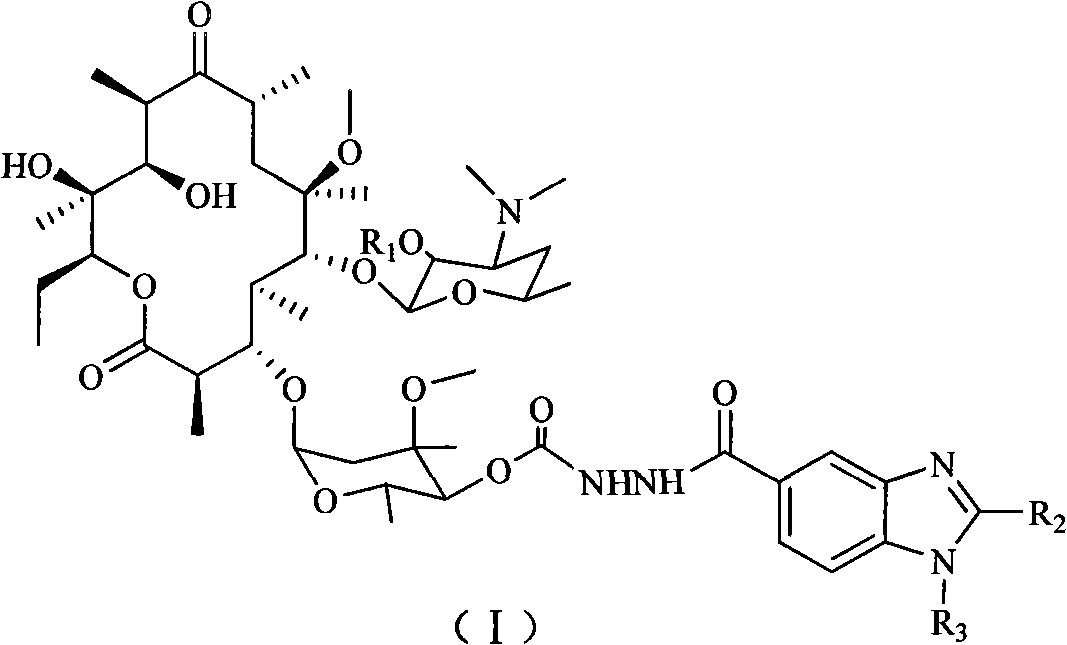 4''-benzimidazole-5-formacyl-ester carbazate clarithomycin derivative and midbody