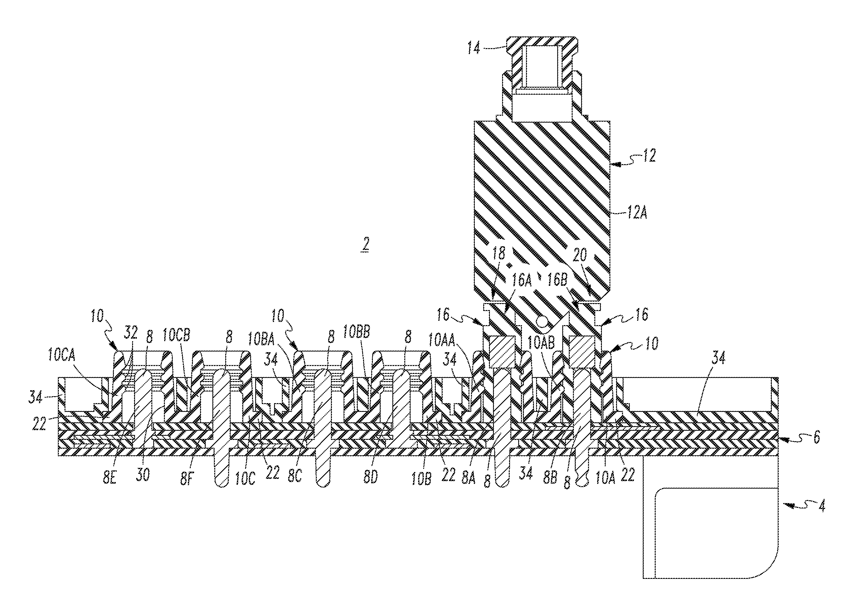 Plug-in circuit breaker assembly including insulative retainers