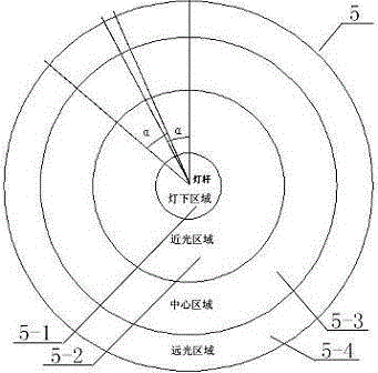 Large-range uniform light distributing method for LED high-pole lamp