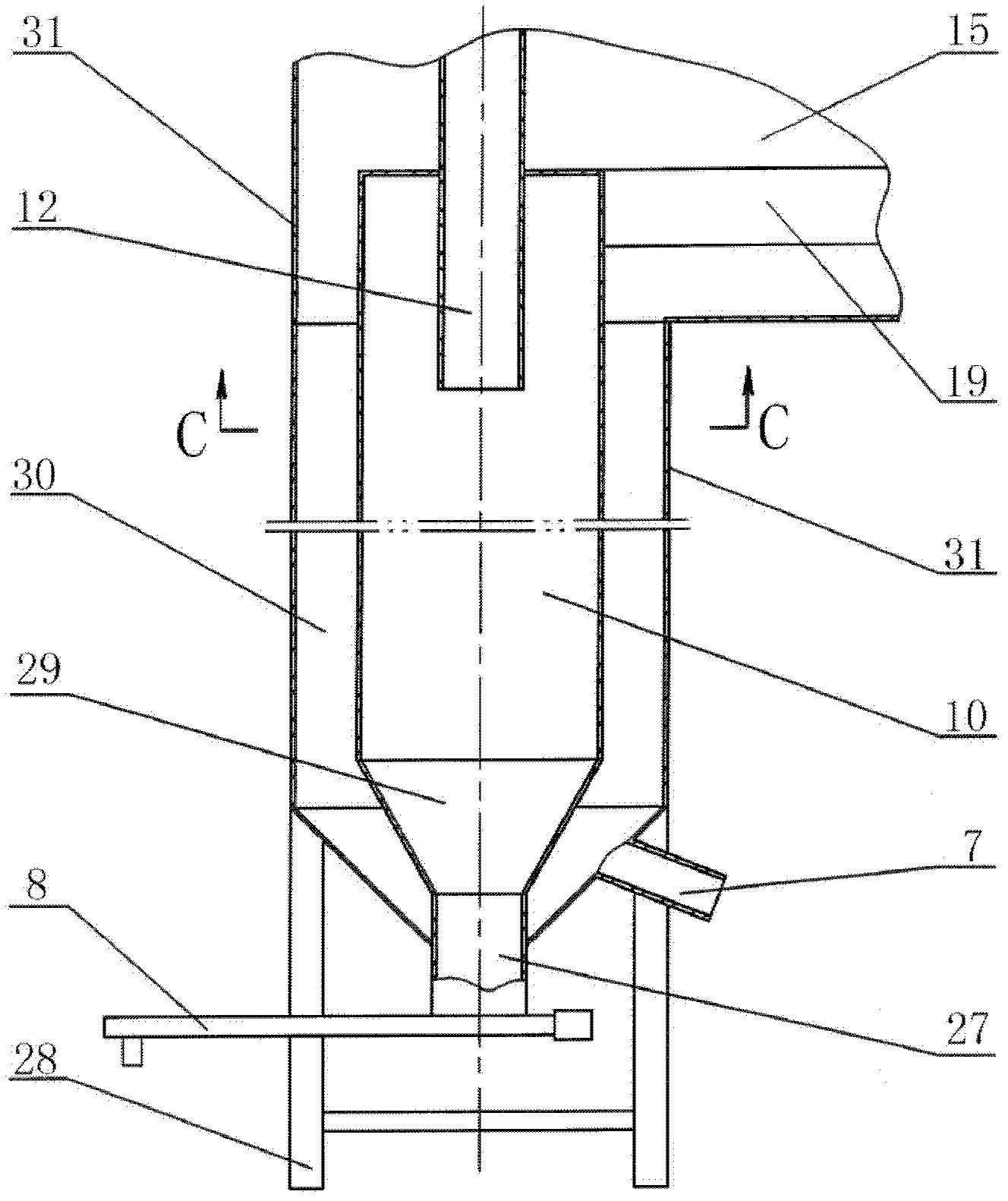 Gas-solid mixing combustion hot-air oven with double towers and double furnace cavities