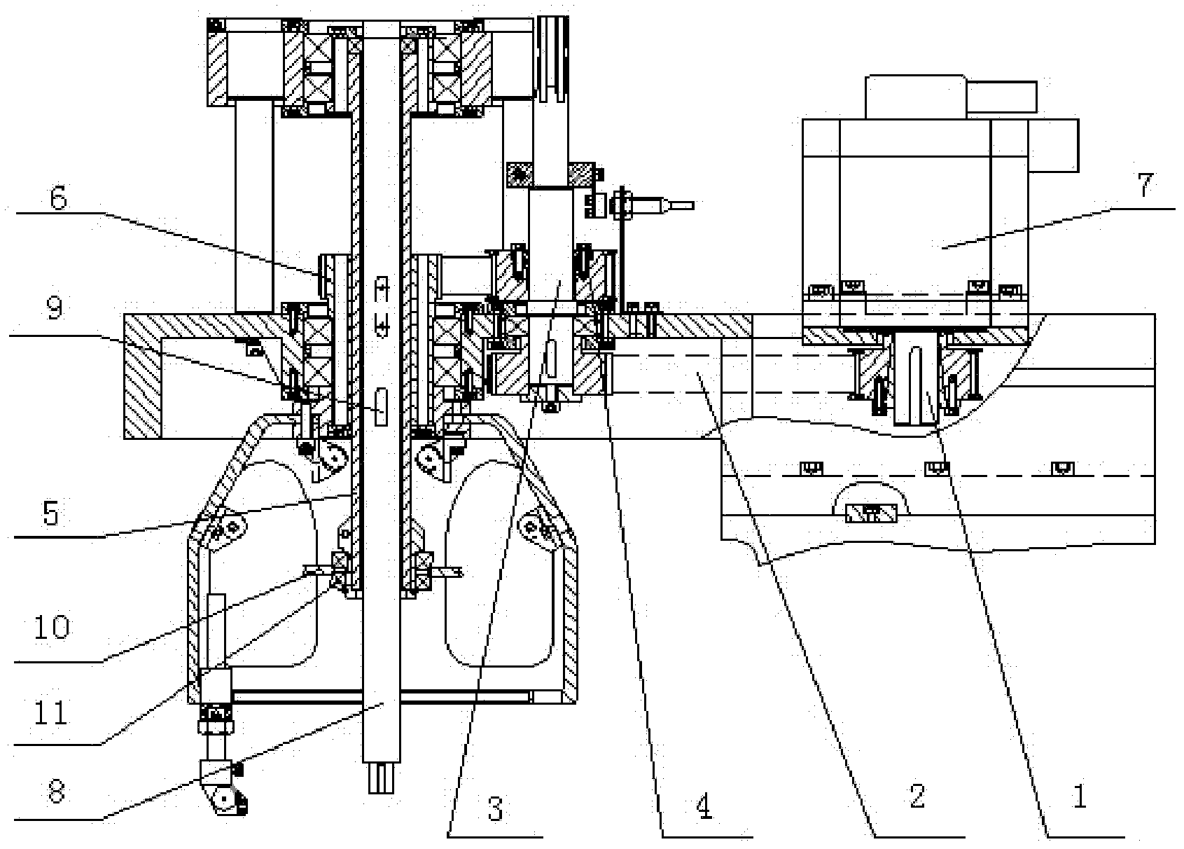 Transmission structure of winding main shaft on winding machine