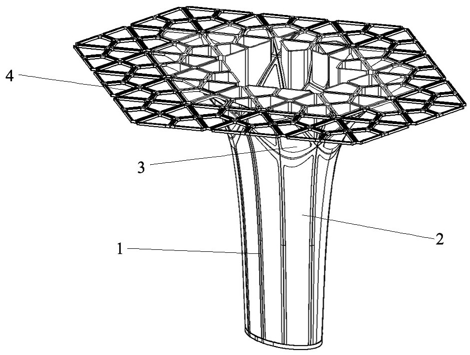 Columnar hyperbolic mirror surface support system and construction method thereof