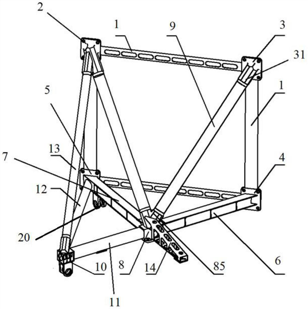 A light-weight side wall suspension vertical force transmission frame and a first-stage engine