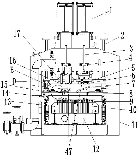 Roller-hearth type creeper tread quenching press machine