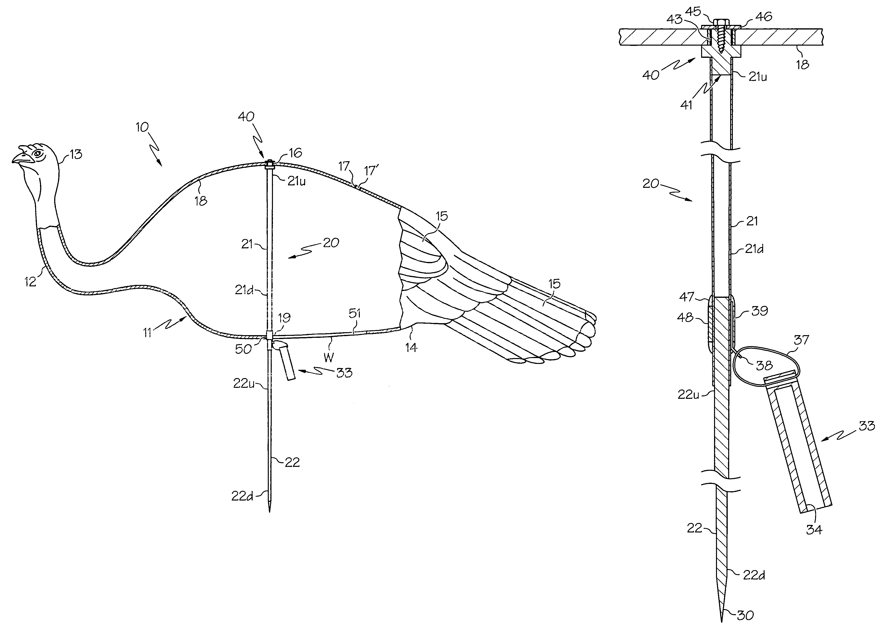 Telescopable strut for turkey decoy