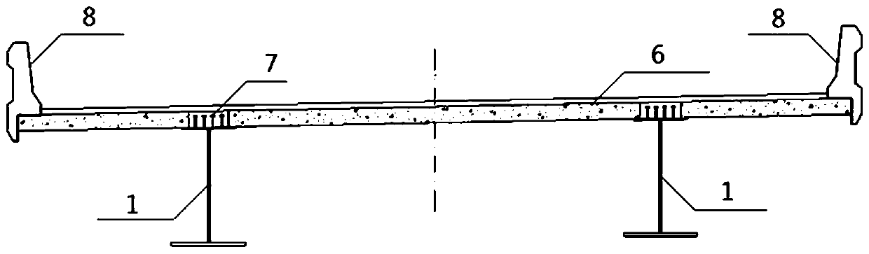 H-shaped steel-concrete composite beam sub-stress adjusting device and adjusting method thereof