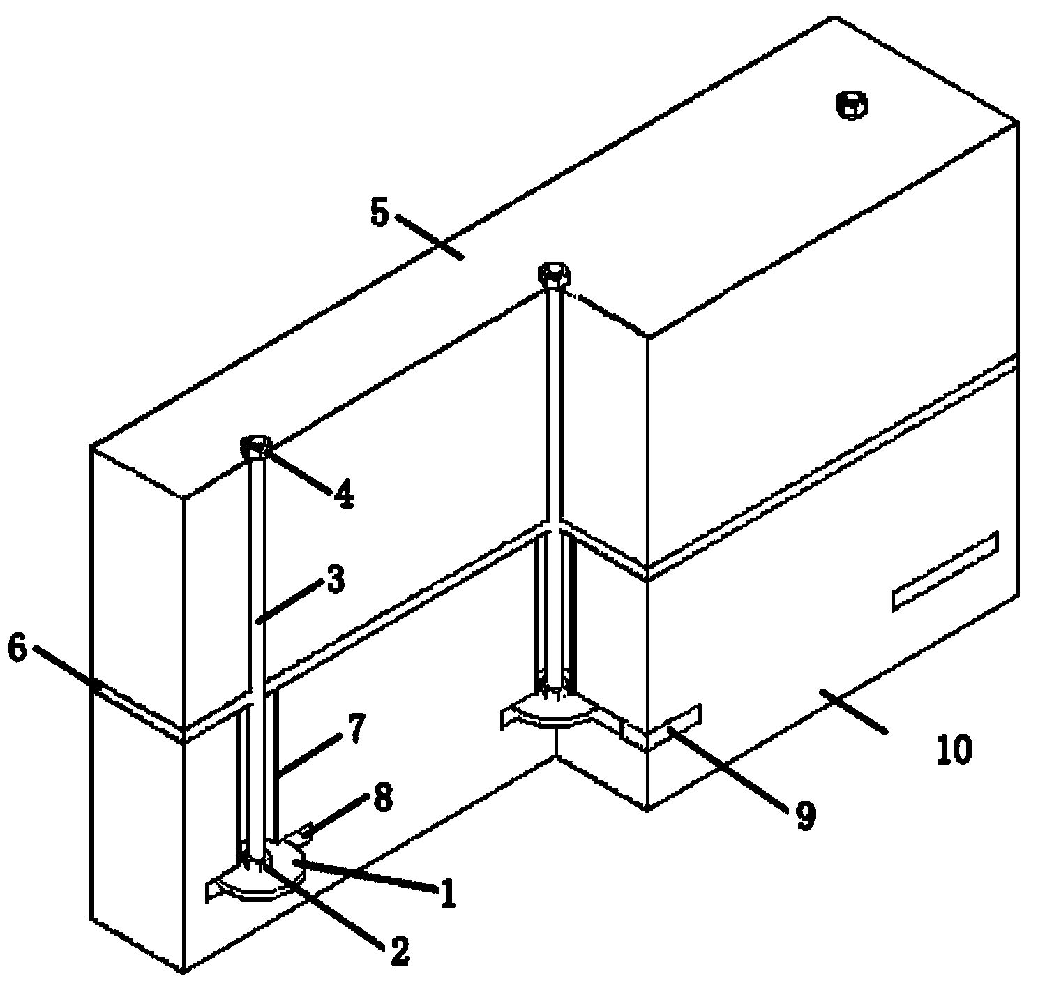 Base isolation limiting device and manufacturing method