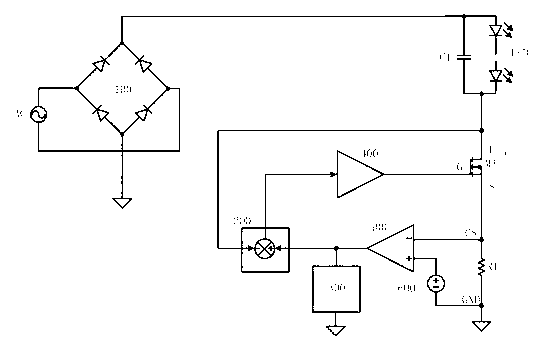 Average linear LED (Light Emitting Diode) drive circuit