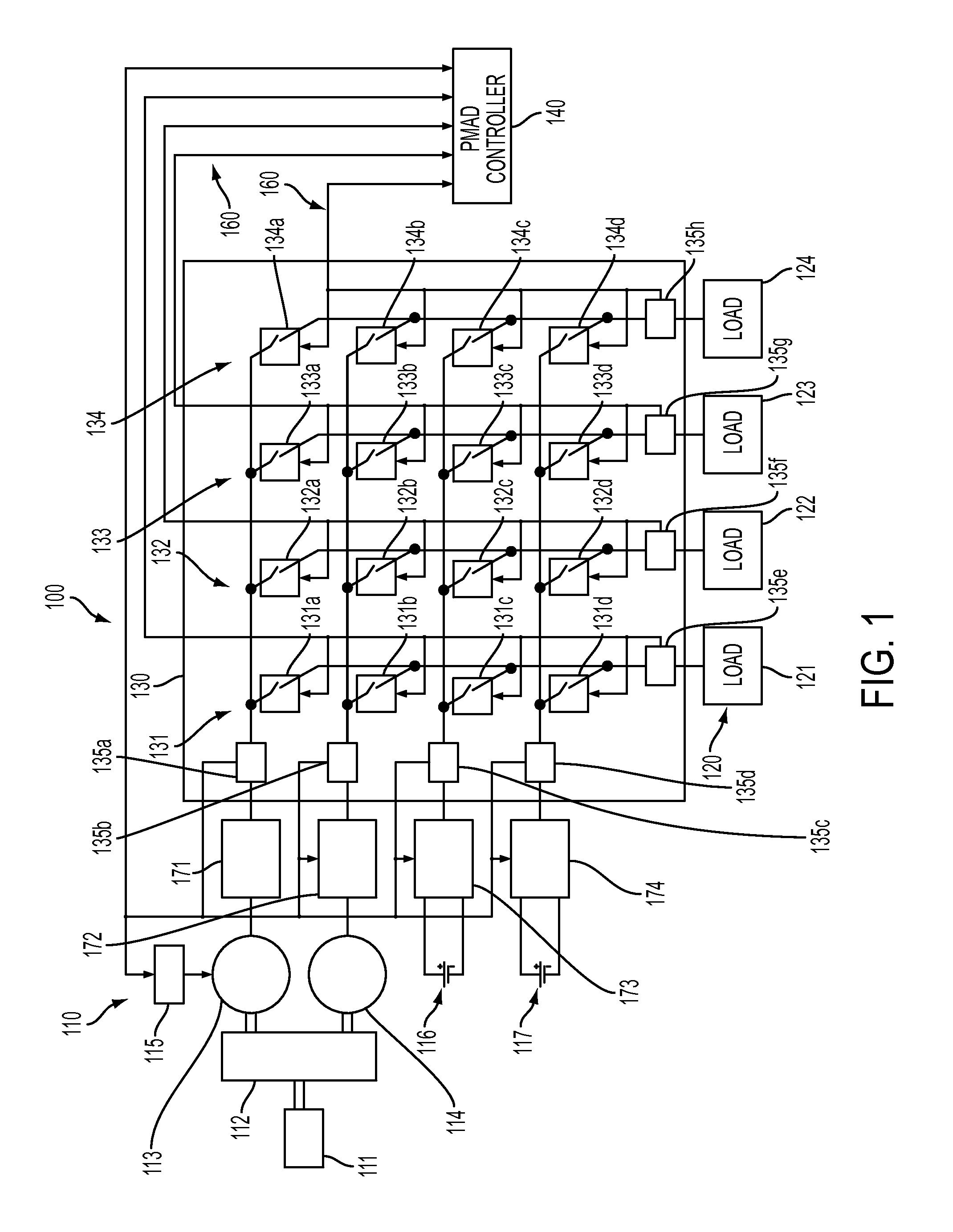 Reconfigurable matrix-based power distribution architecture