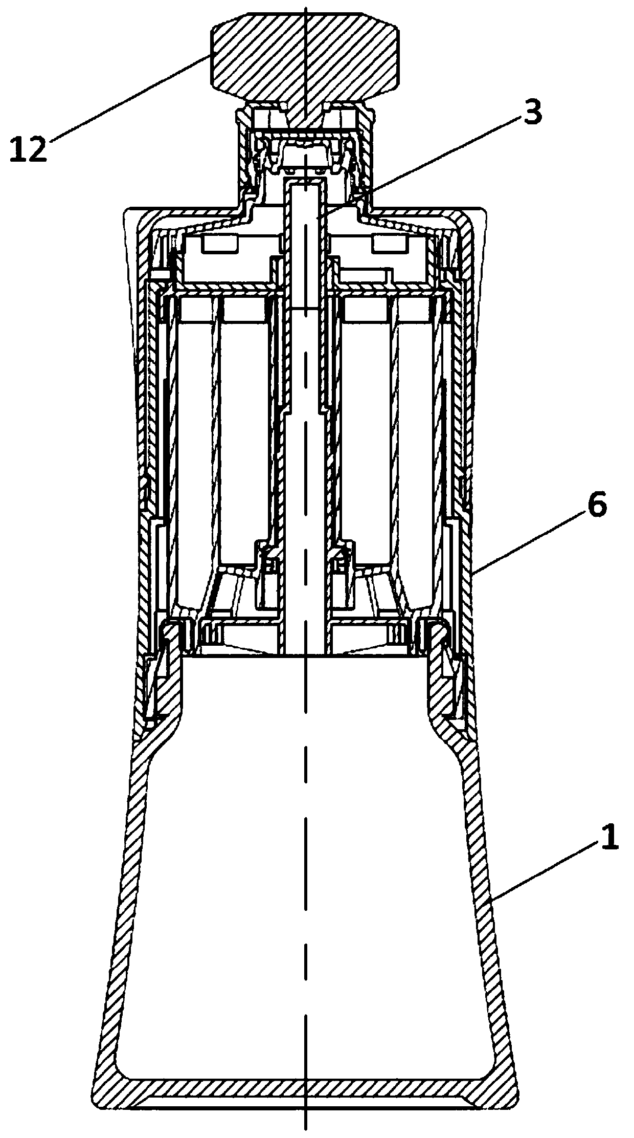 In-bottle blending mixing mechanism