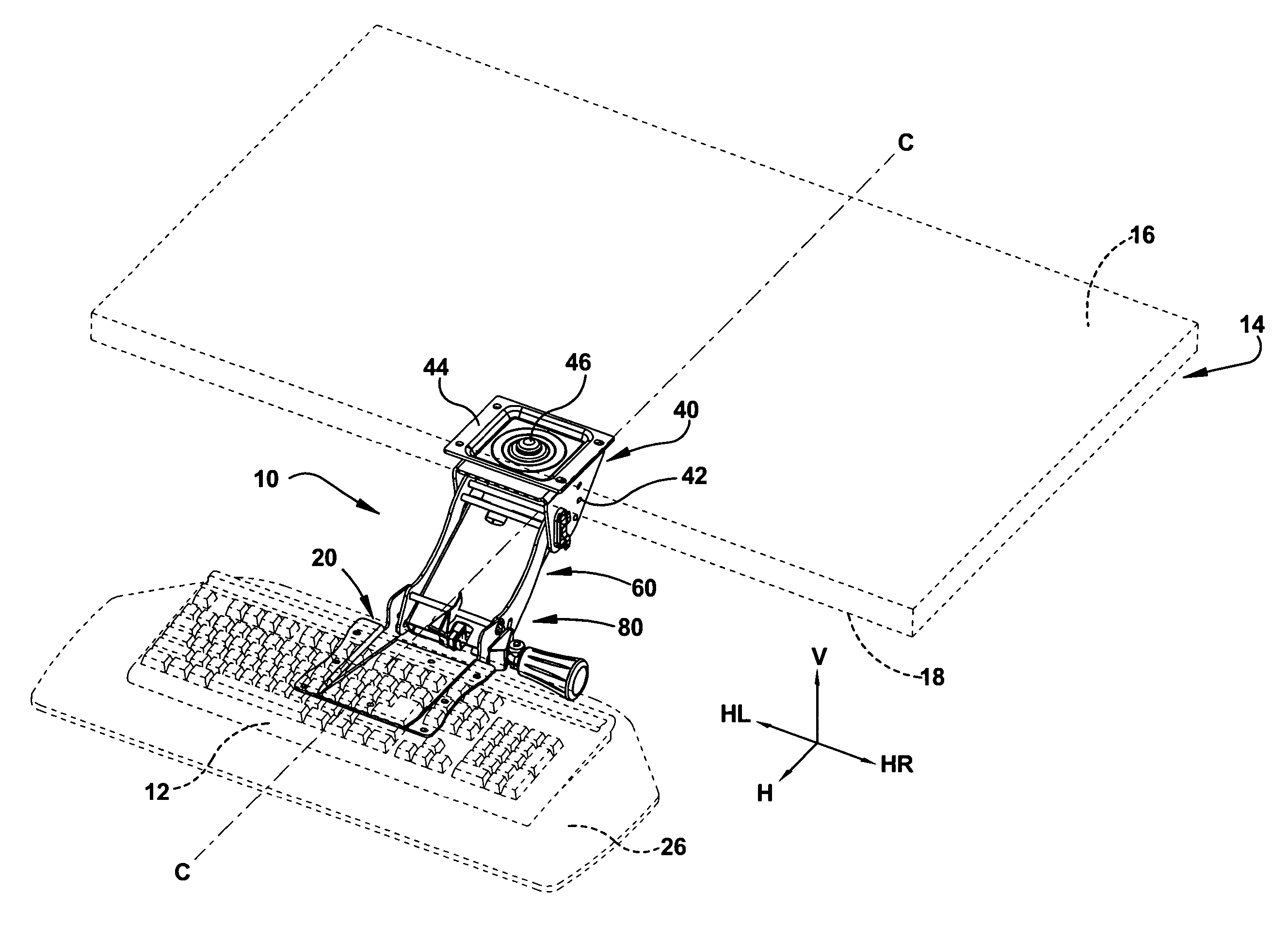 Height and tilt adjustable keyboard support