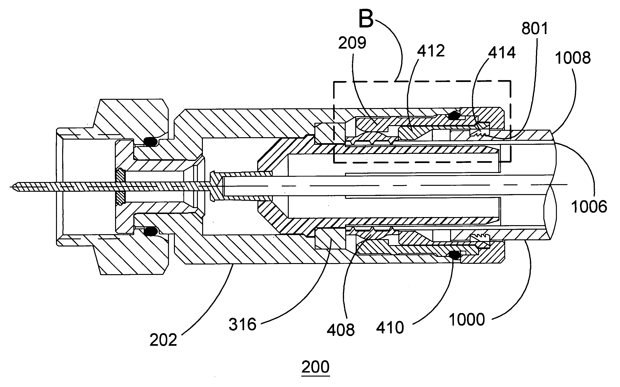 Hardline coaxial cable connector