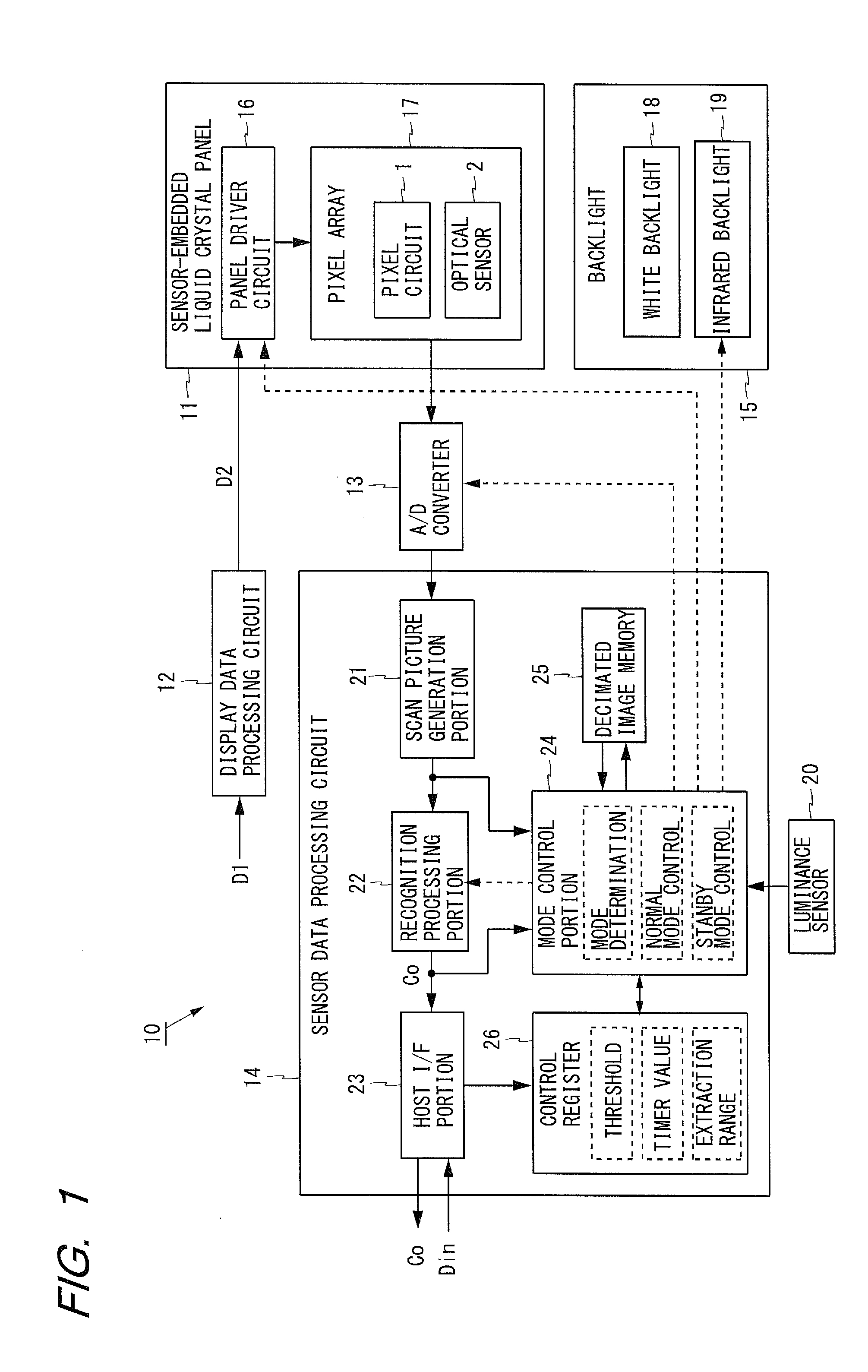 Display device with optical sensors