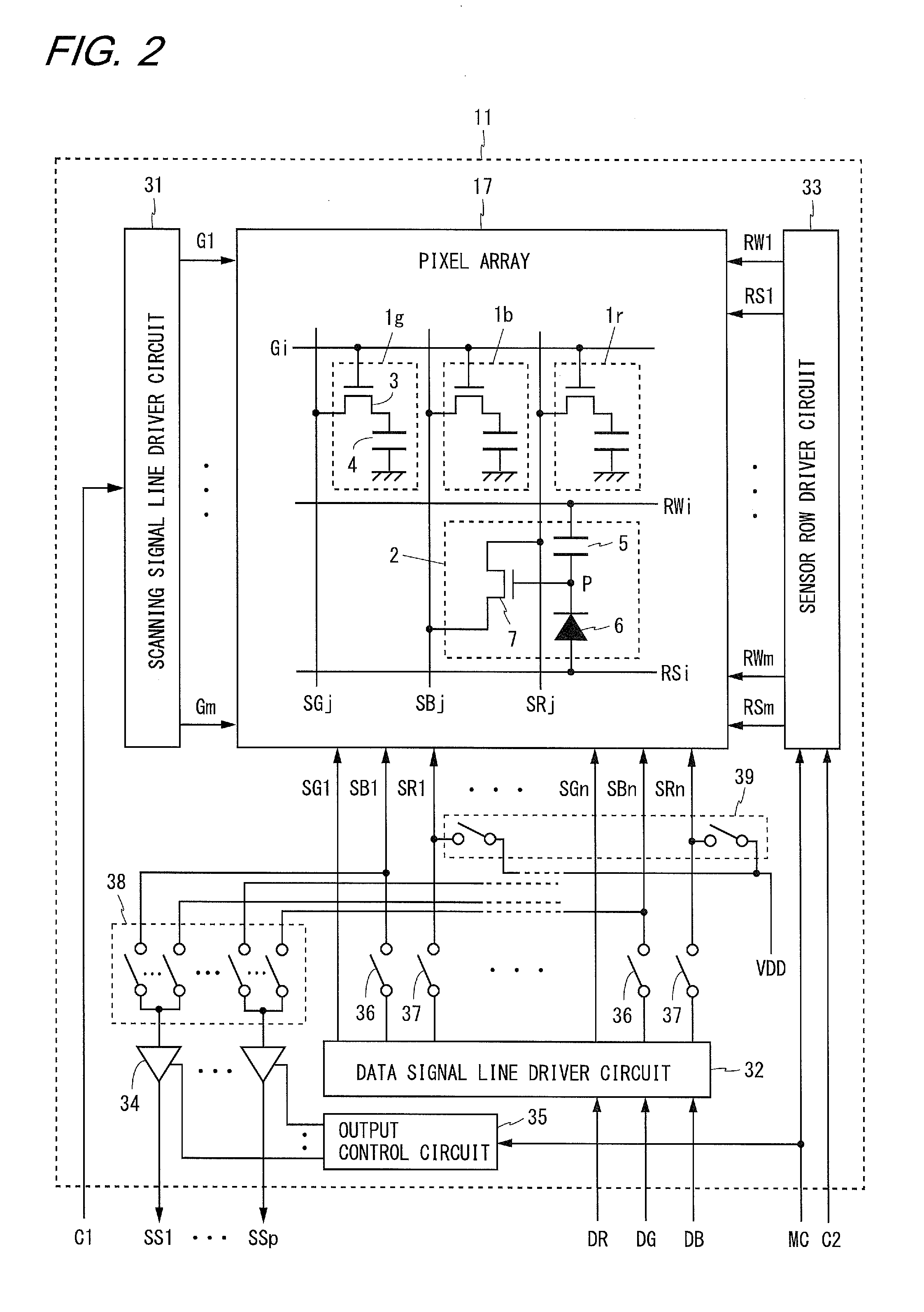 Display device with optical sensors