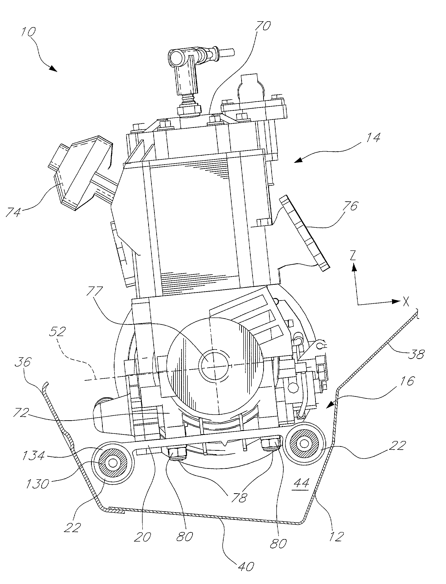 Snowmobile engine mount