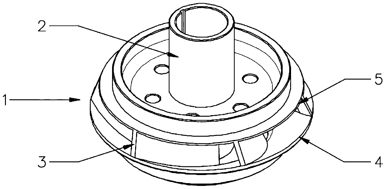 Wide-amplitude high-efficiency blade guide wheel suitable for 387 series submersible electric pump