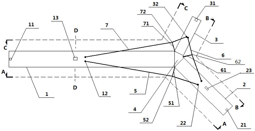 Spatial three-branch beam string structure footbridge