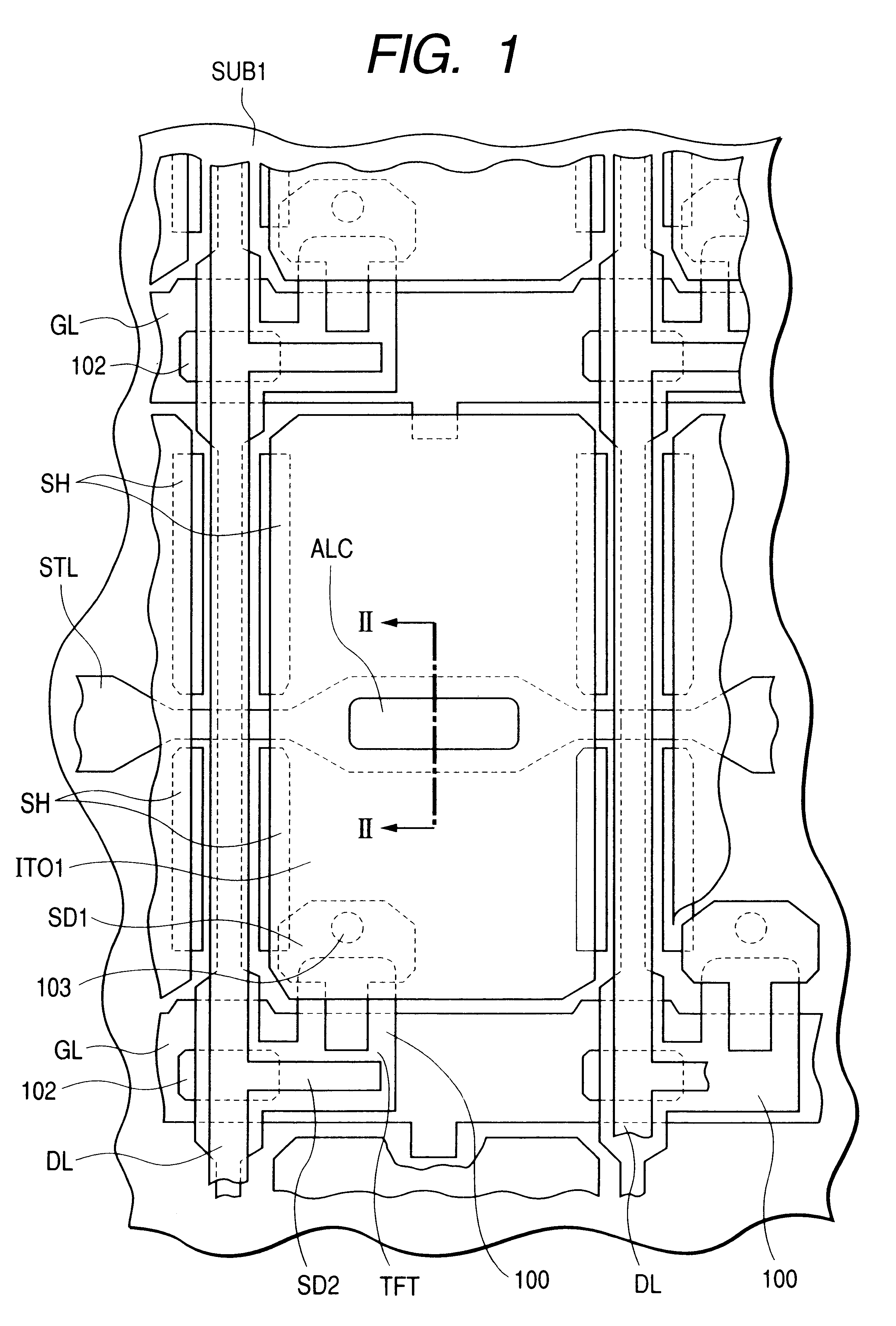 Liquid crystal display having an opening in each pixel electrode corresponding to each storage line