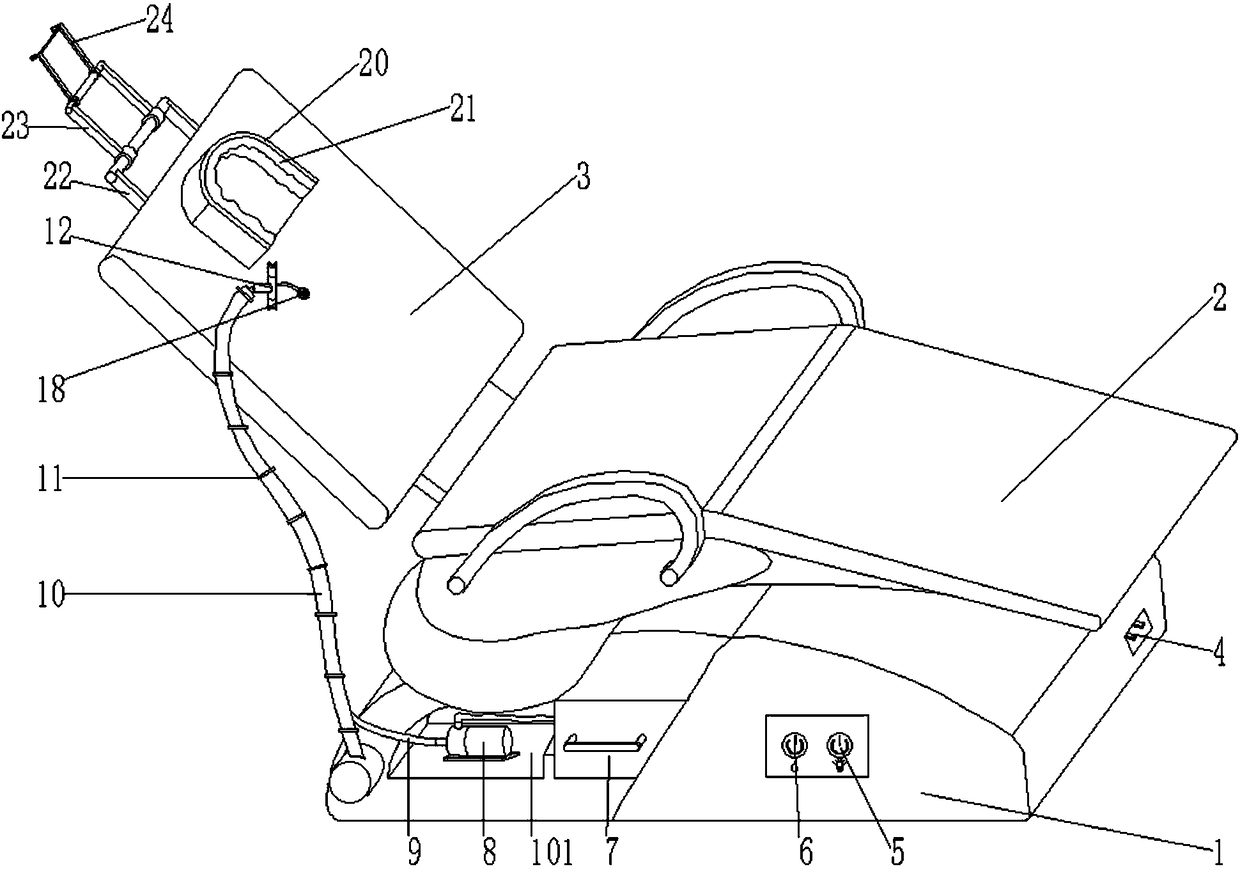 Treatment table structure for periodontal clinical treatment