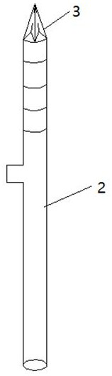 A dura mater puncture cone and its matching handle