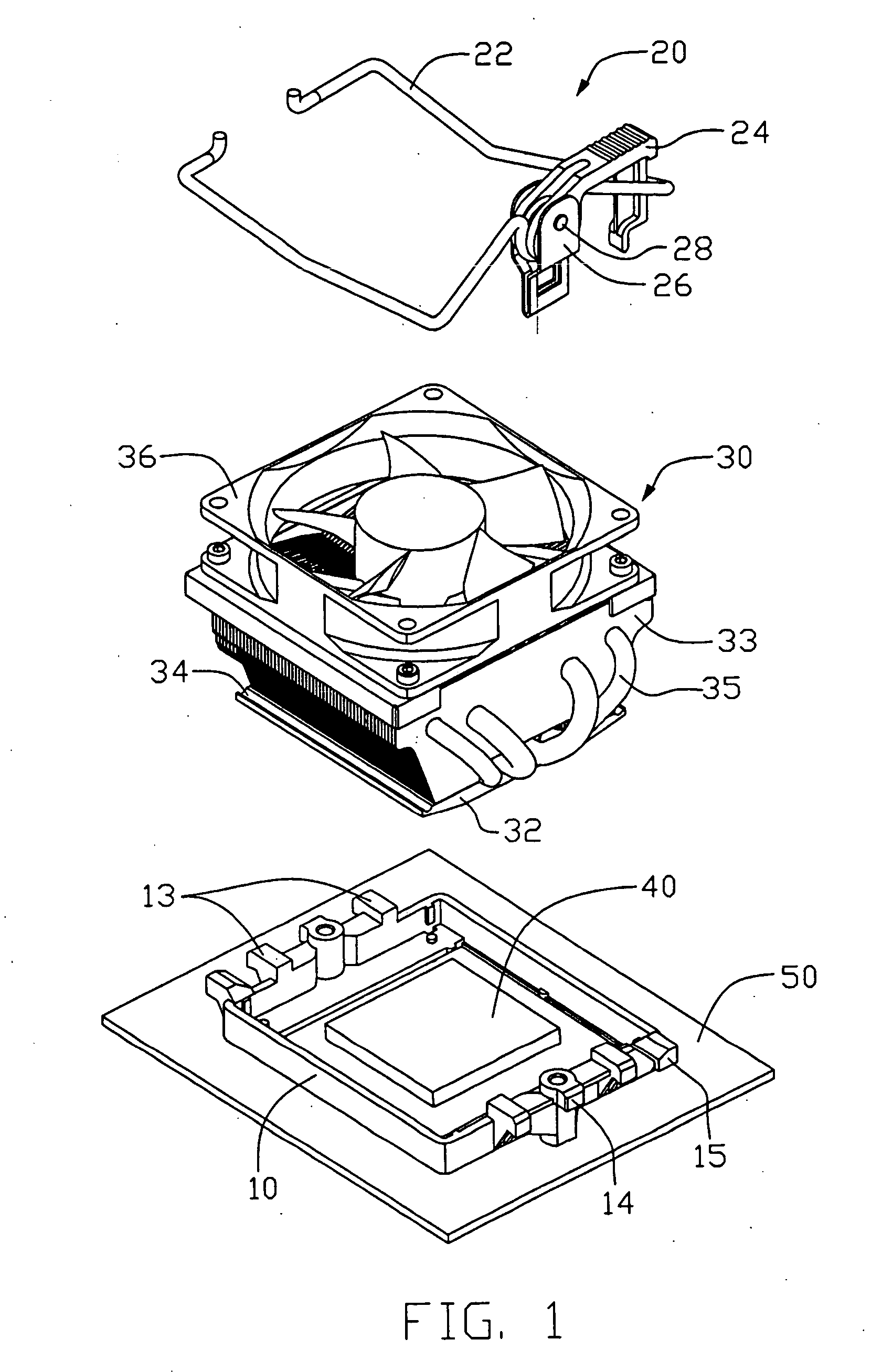 Retaining device for heat sink