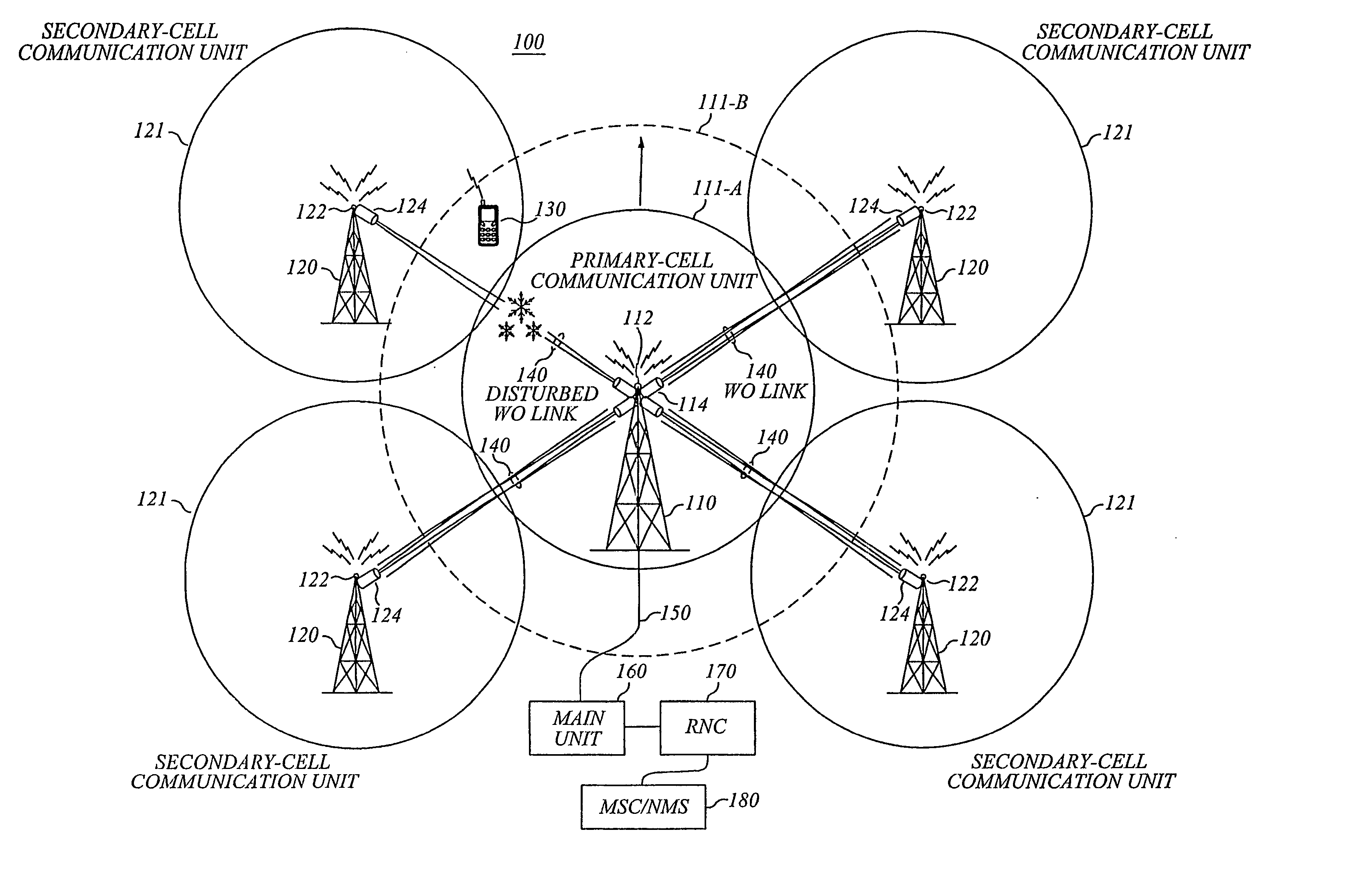 Cellular communications system employing wireless optical links