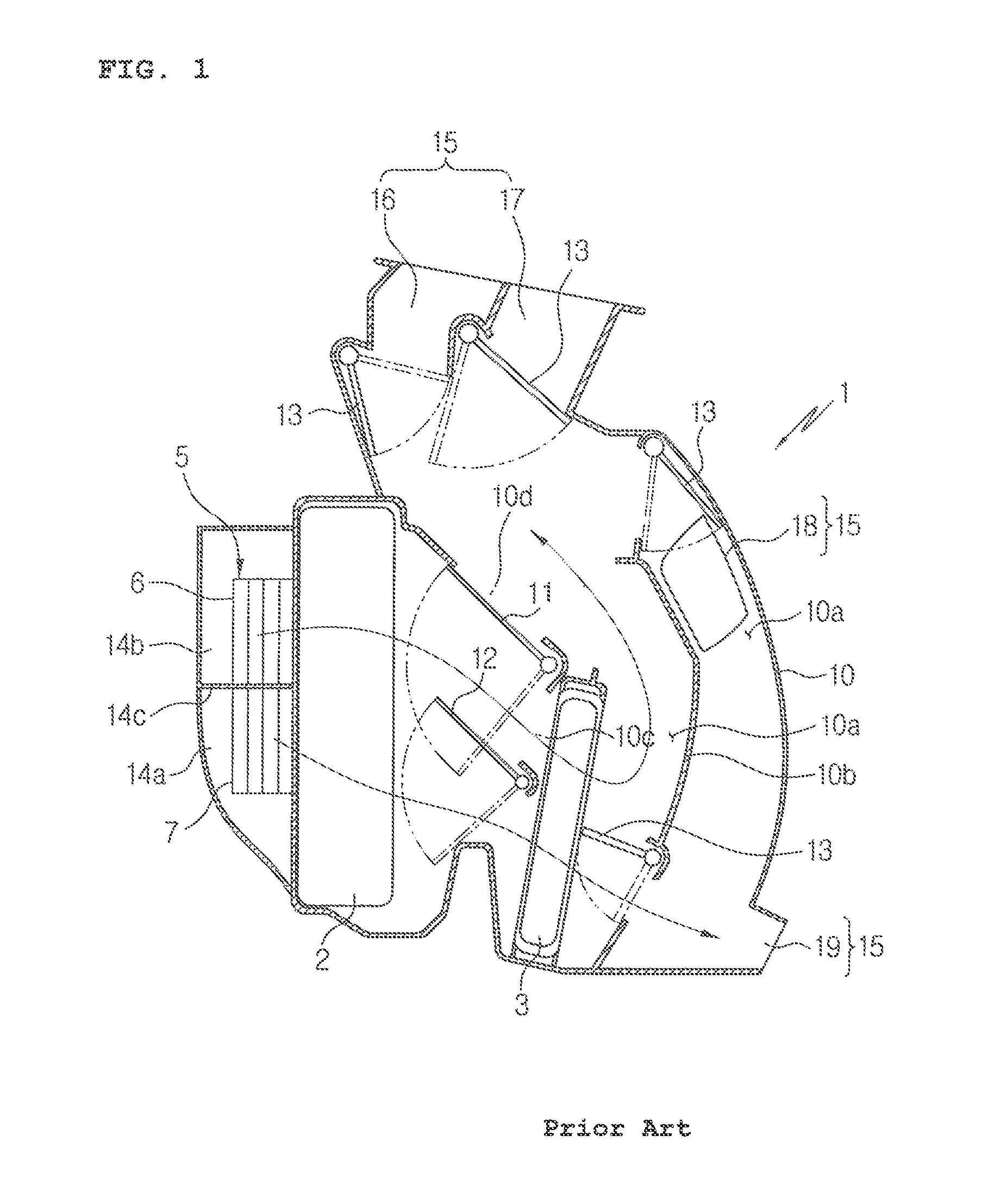 Vehicular air conditioner having two-layered air flow