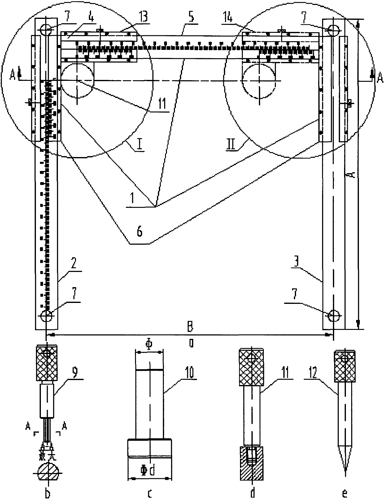 Vernier type high-precision welding fixture and measuring tool with seat