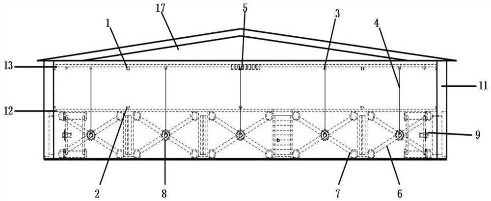 A height-adjustable building structure with variable-position x-shaped steel supports