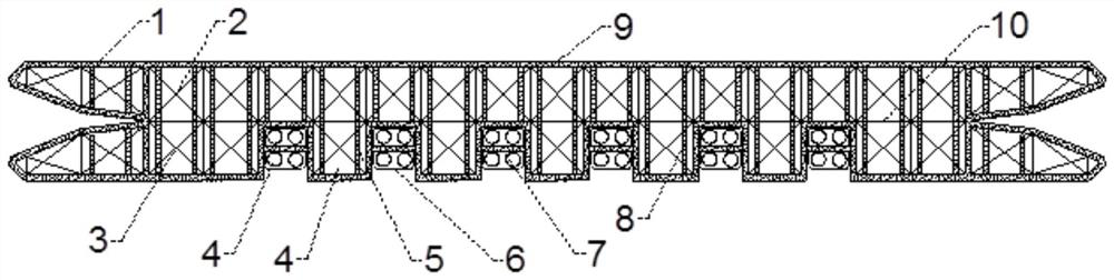 A particle damping three-way stabilizing plate combined with electromagnetic induction