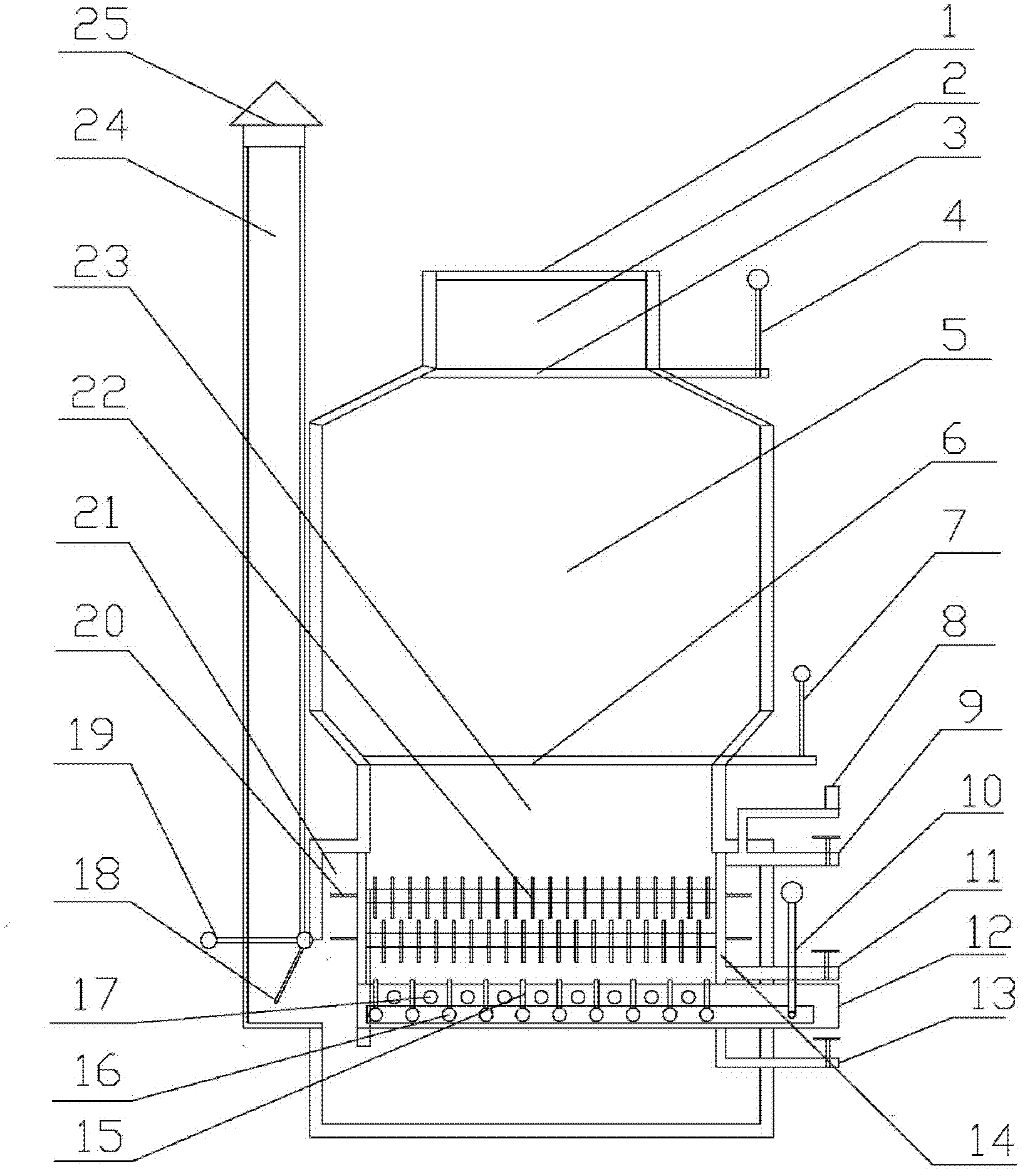 Inverted grate-firing boiler