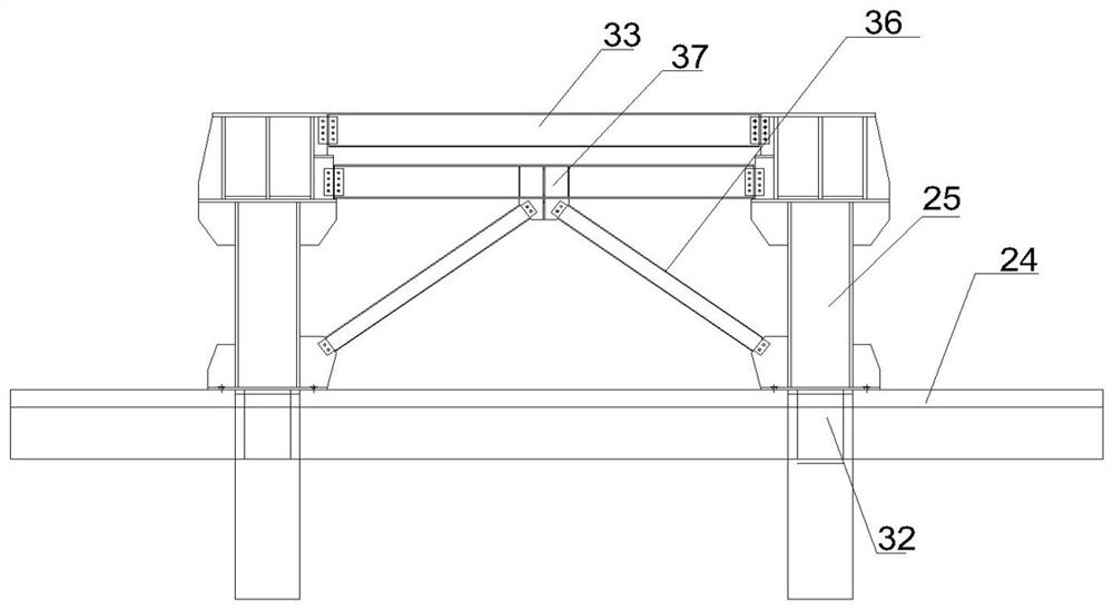 A tower crane foundation structure transmitting force to existing columns and its construction method