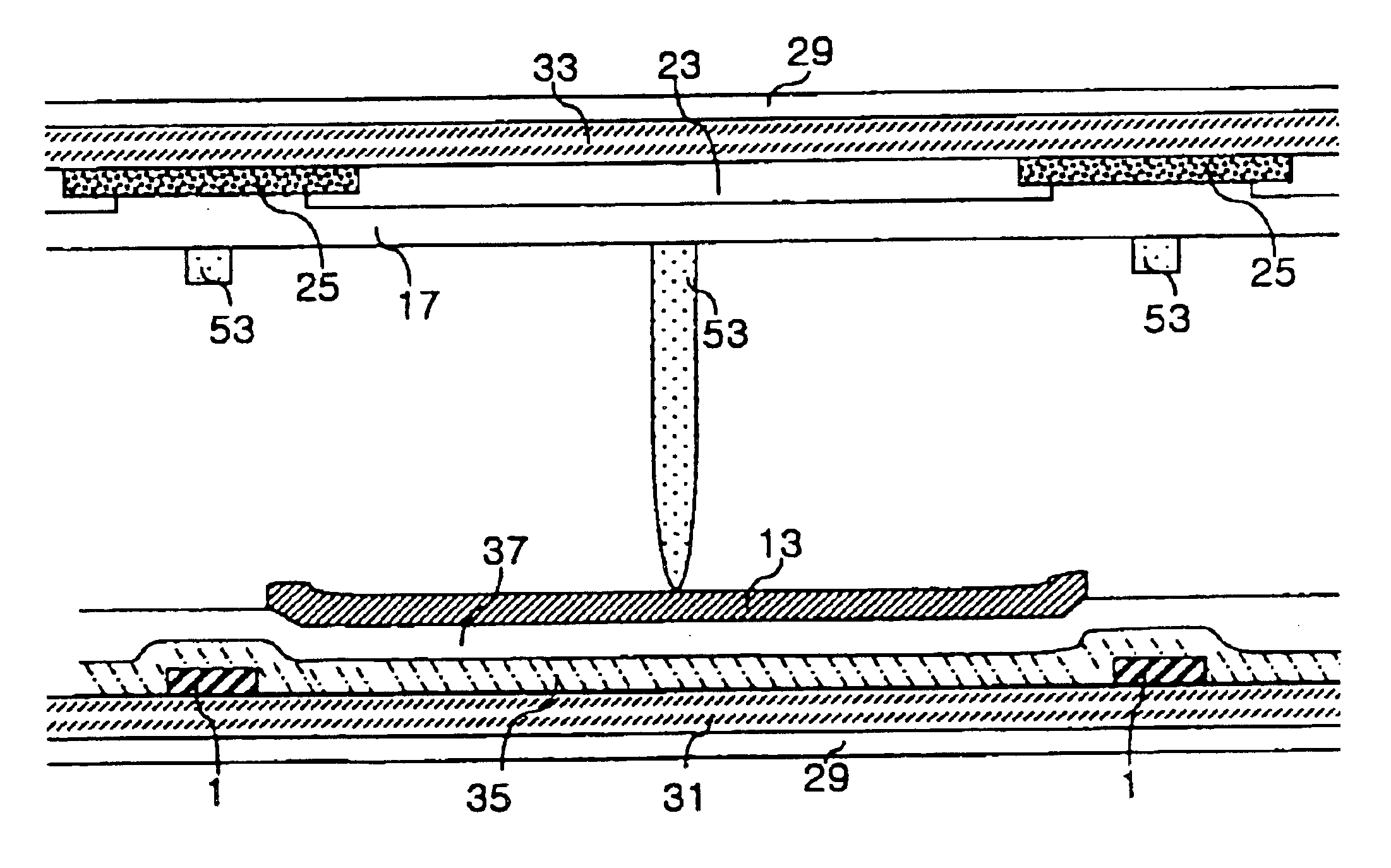 Multi-domain liquid crystal display device with particular dielectric structures